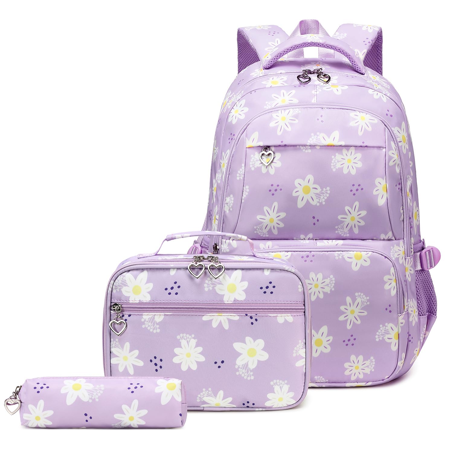 ETAISHOW 3Pcs Daisy Backpack for Girls with Lunch Box Kids School Bag with Lunch Bag Bookbag for Elementary School