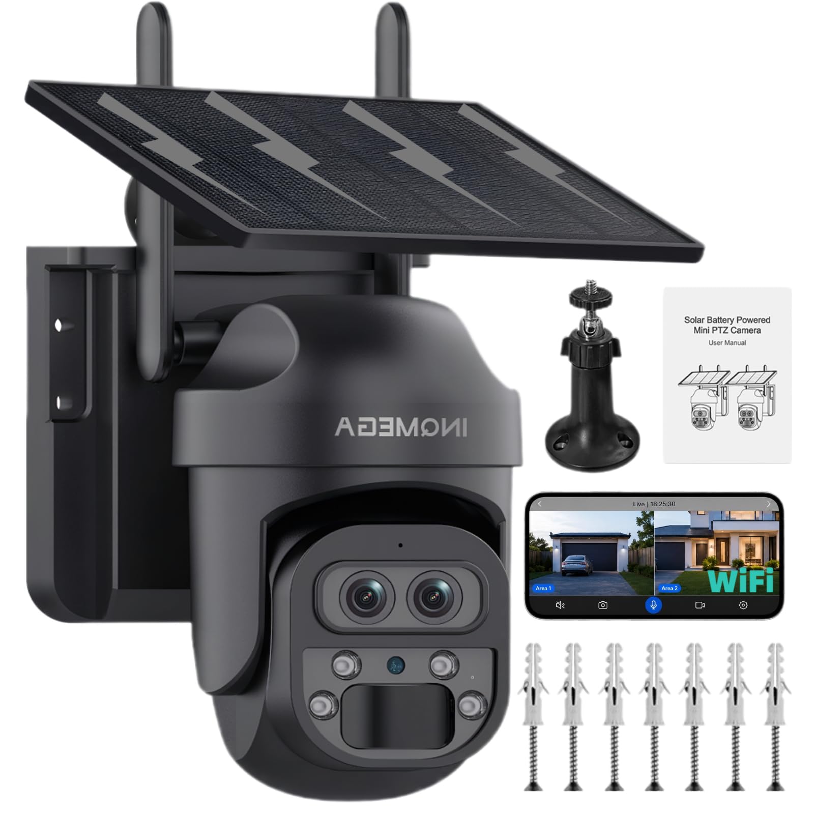 防犯カメラ Outdoor PTZ Battery WiFi Camera Amazon.com : INQMEGA WiFi Solar Security Camera 3K/6MP Dual Lens