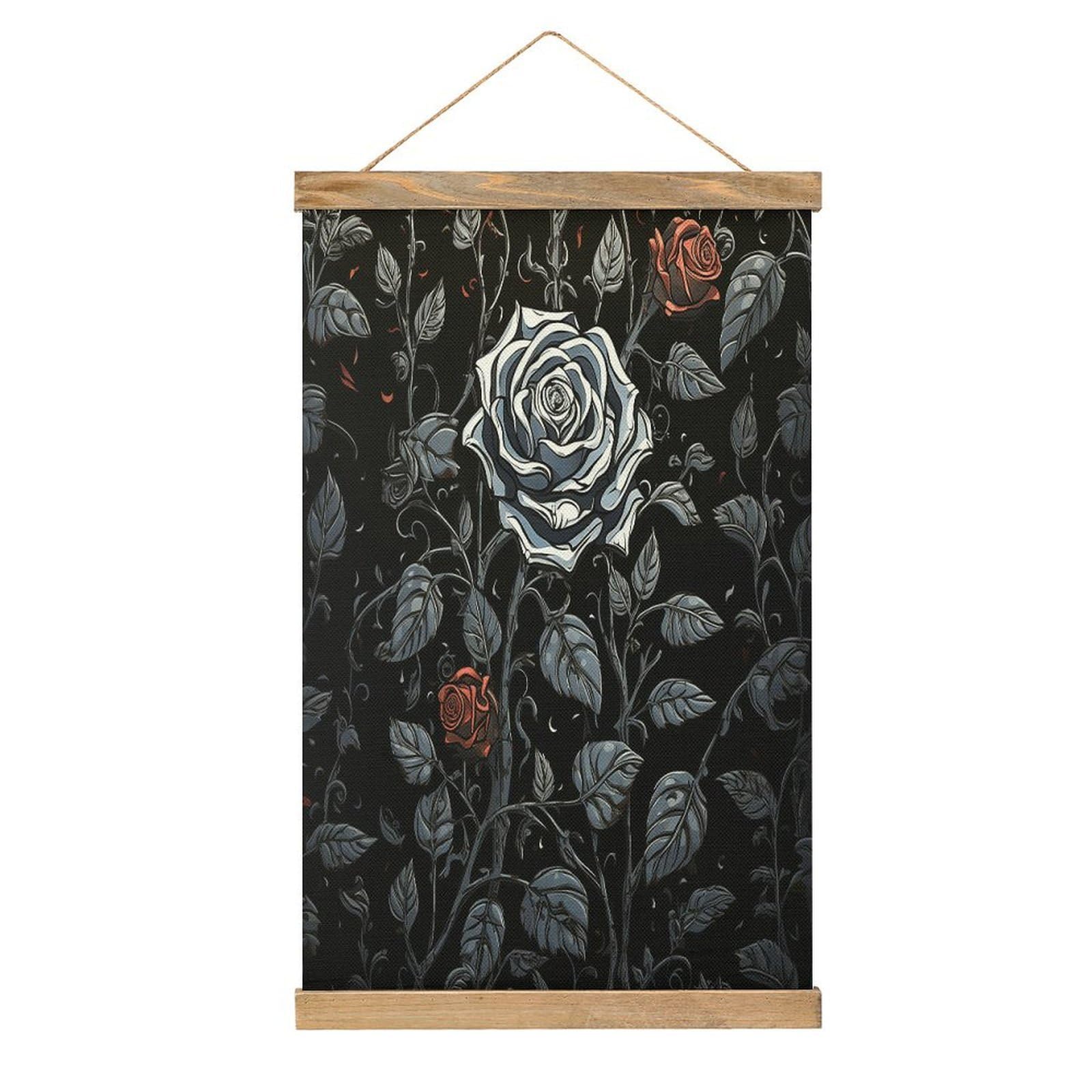 VstaDank Rose Gothic Hanging Poster with Wooden Frame Modern Linen Hanging Painting Retro Style Wall Decor Art Painting for Living Room,Bedroom Decor Poster Frame 20.4x13.1inch