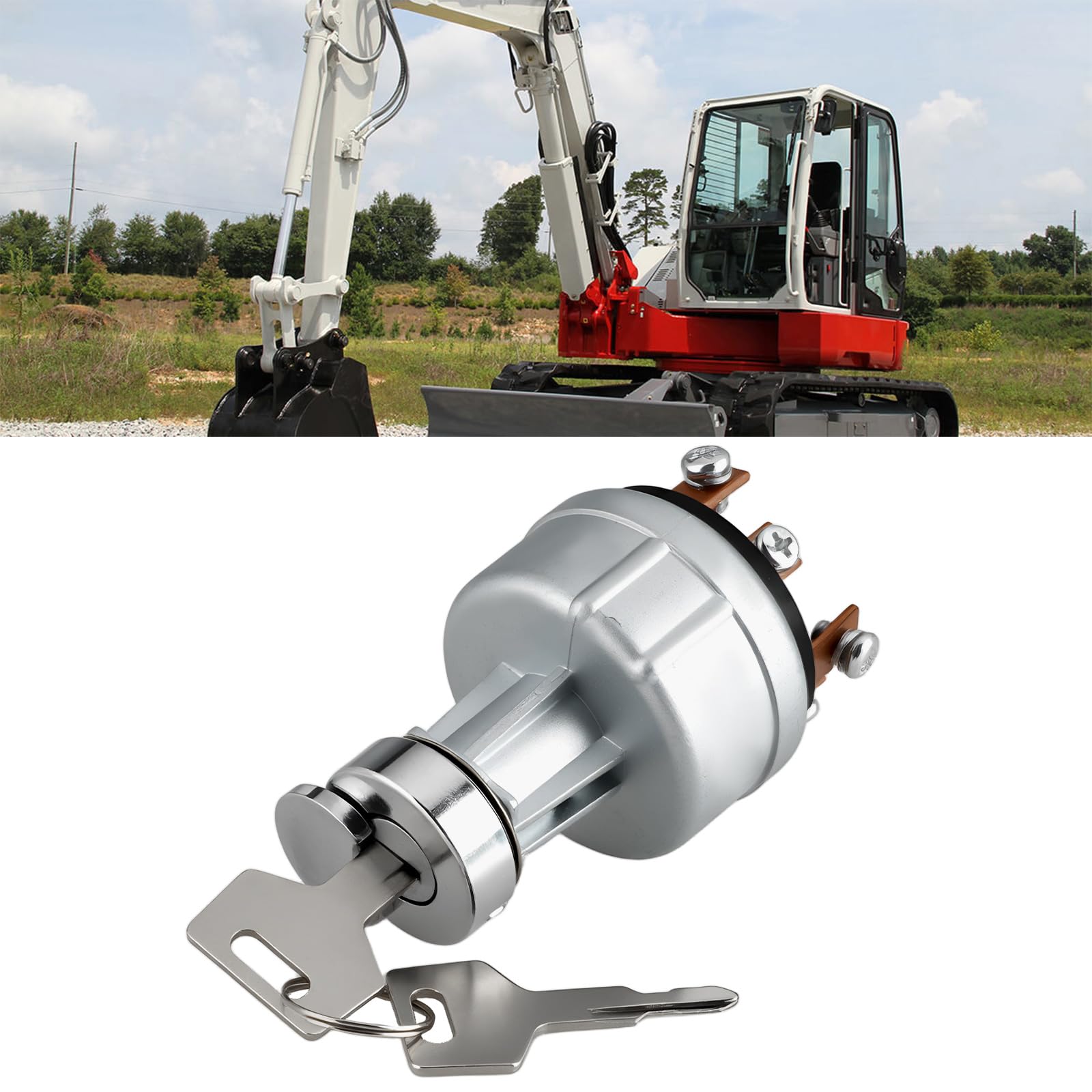 ECSiNG 6-poliger Zündschalter mit 2 Schlüsseln Kompatibel mit Takeuchi-Baggern TB125 TB135 TB145 TB175 TB228 TB235 TB250 Ersetzt 1700100023 1700100052