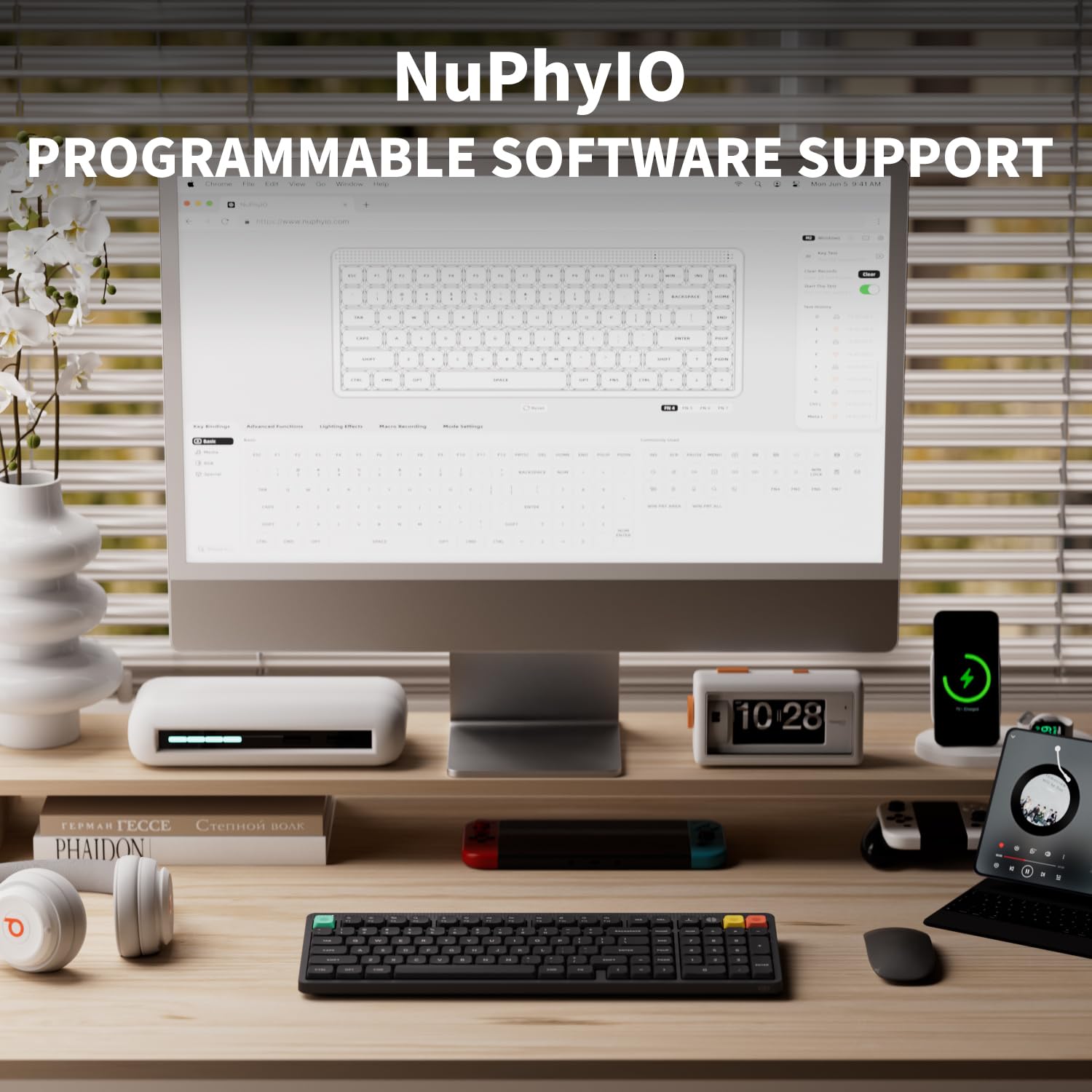 nuphy Node100 Wireless Mechanical Keyboard, Hot Swappable Custom Low Profile Keyboard, 103 Keys Computer Gaming Keyboards, Supports Touch Gestures, PBT Keycaps, RGB Backlit, Bluetooth/2.4GHz/USB-C - 2