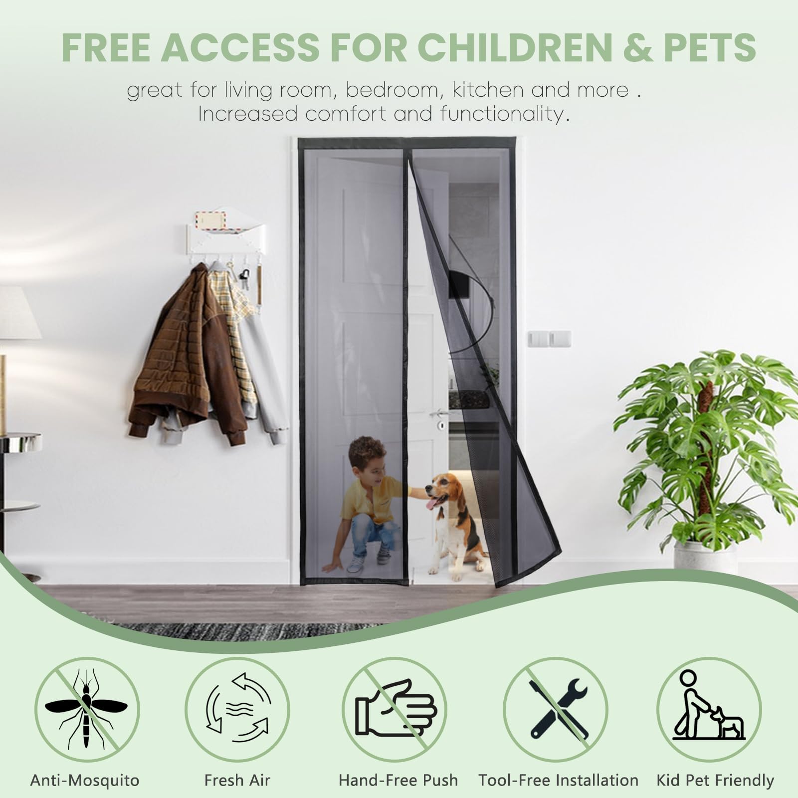 Zanzariera Magnetica Per Porte 60x140cm | Chiusura Automatica | Nero | Per Balcone E Camera - Foto 3