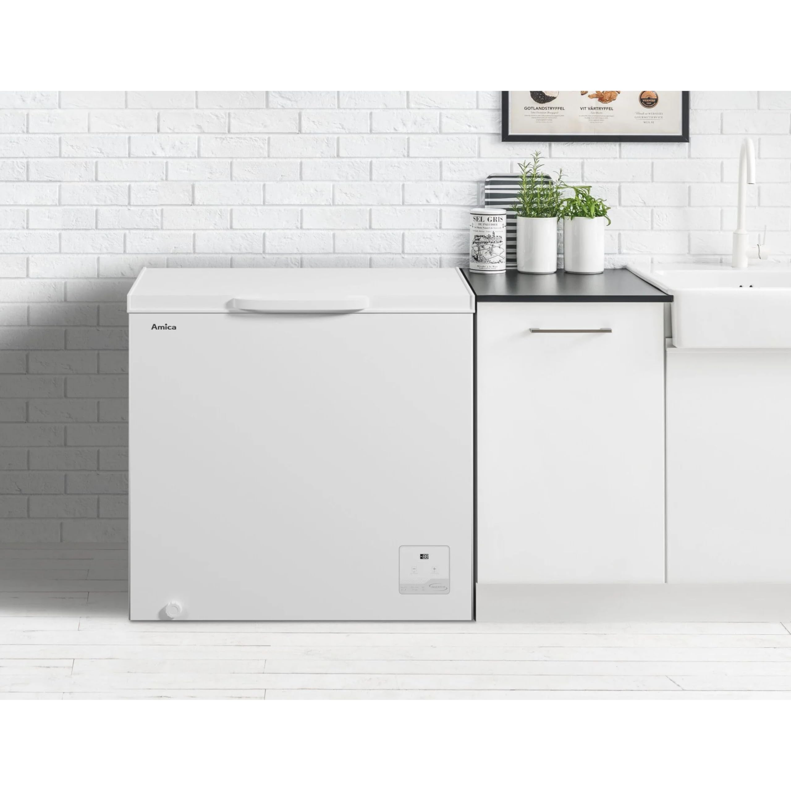 Amica Gefriertruhe freistehend 199 l FrostControl Inverter-Kompressor elektronische Steuerung 83,5 x 82,3 x 55,6 cm Weiß