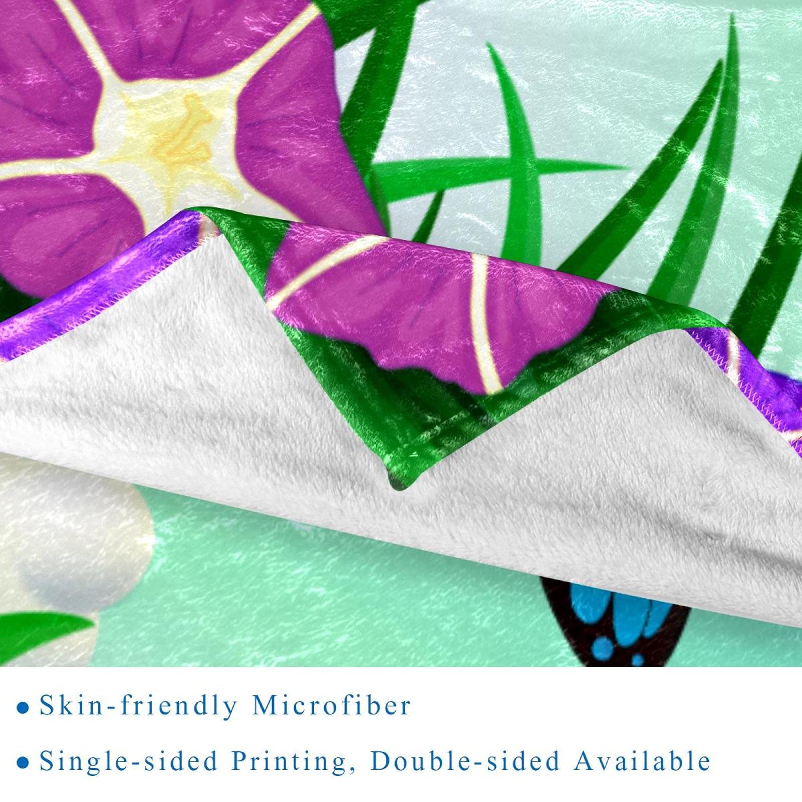 Coperta in pile, super morbida, lussuosa, con fiori viola, farfalle