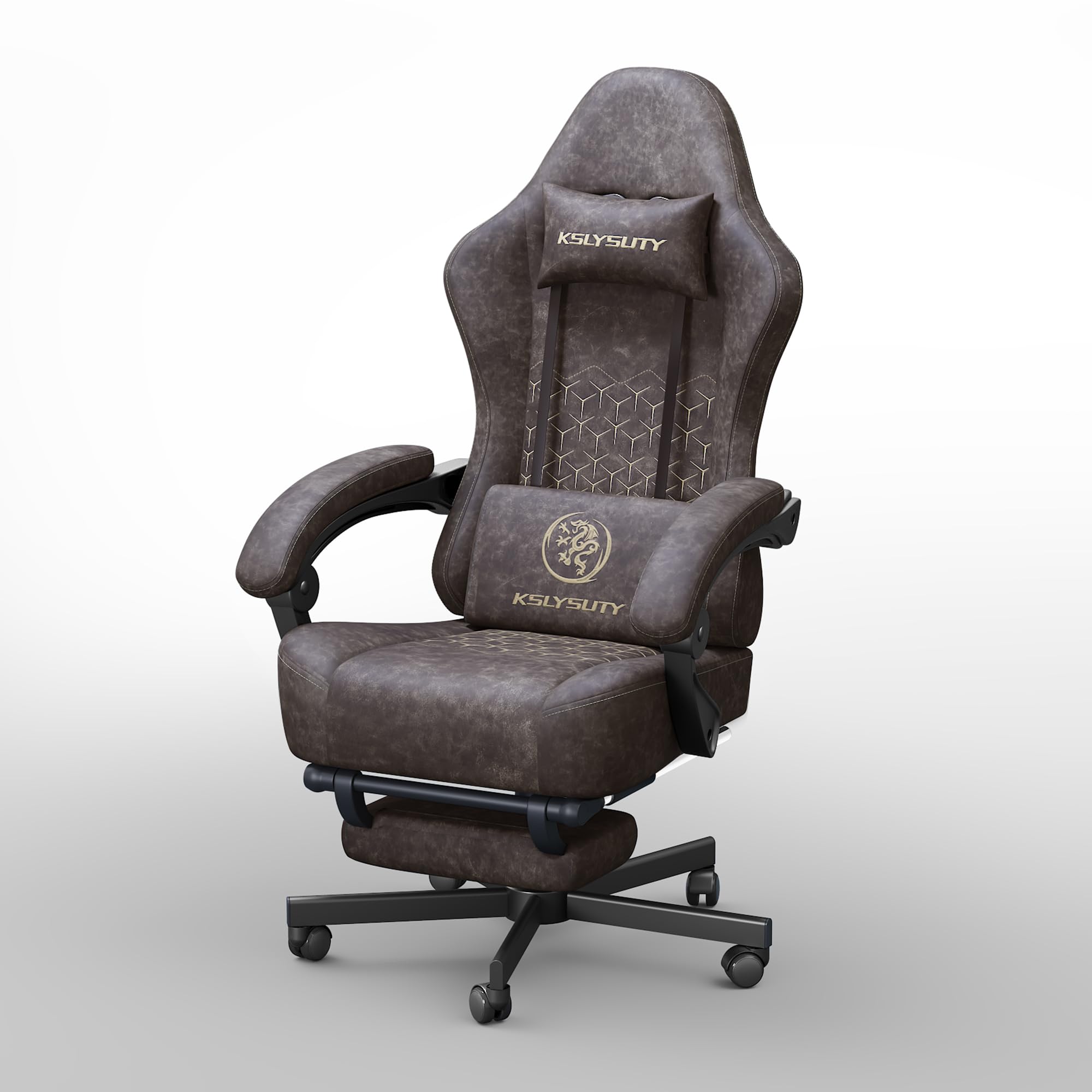 Kslysuty Gaming Chair Breathable Leather with Pocket Spring Cushion Wide and High Ergonomic Office Chair with Headrest Computer