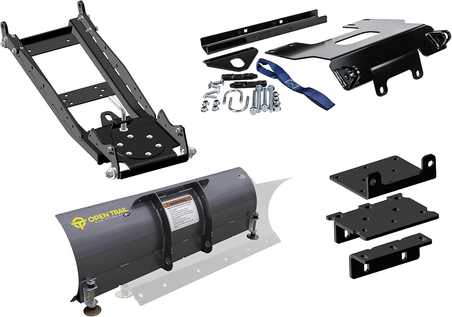 Open Trail/KFI 60" Steel Snowplow Combo Kit 60" Steel Plow + Mount Bracket + Push