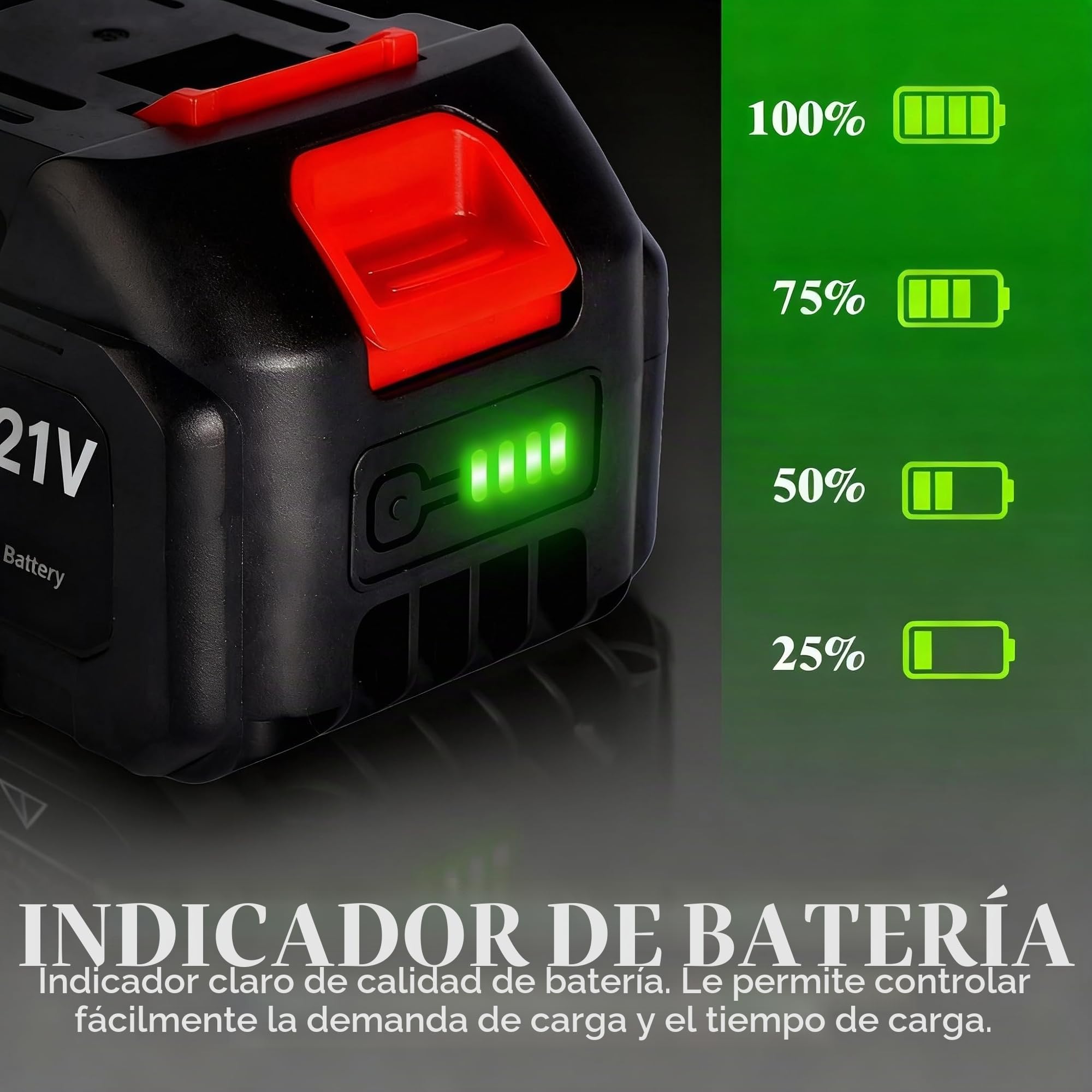 Batería de litio de 21V - Batería de repuesto de 4.0 Ah con indicador LED Compatible con soplador de hojas y mini motosierra inalámbrica de 4 pulgadas/6 pulgadas