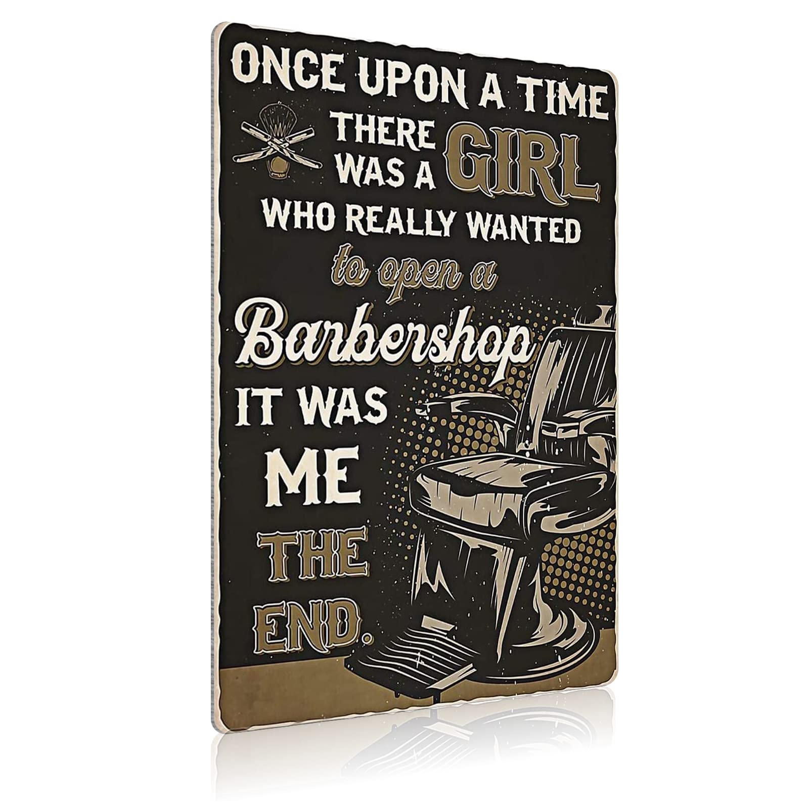 Jiufotk Girls A Really Wanted To Open A Barbershop Retro Barber Shop Metal Signs Plaque Tin Poster Barber Wall Decoration 12X16 Inches