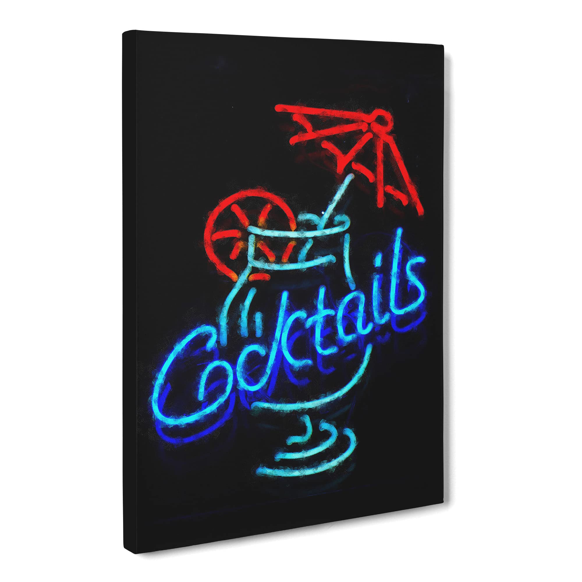 Cocktails Sign Canvas Print, Mixed, 25L x 50W cm