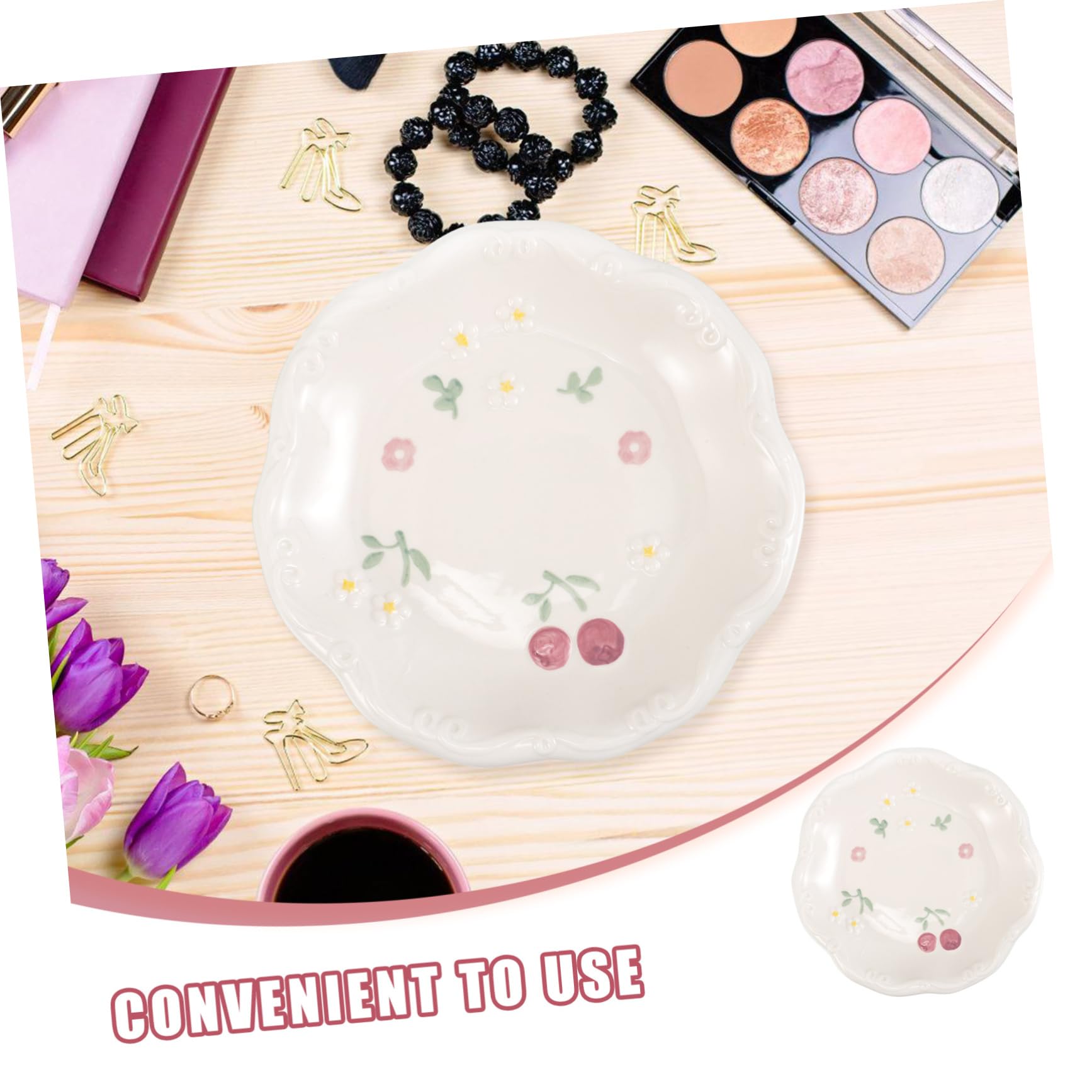 Vassoio Gioielli in Ceramica Bianco a Forma di Nuvola | Bordi Lisci, per Chiavi e Piccoli Accessori, Adatto a Vanity e Arredo Casa