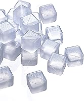 VOJP Reusable Plastic Ice Cubes 20 Pack - BPA-Free Distilled Water Filled, Chill Drinks Cold Longer No Dilution Whiskey Rocks