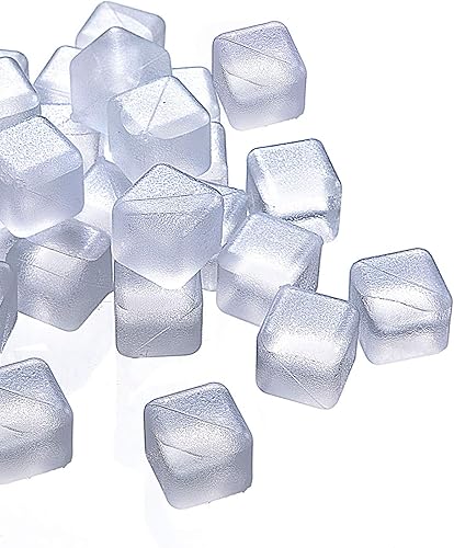 Miniatura 7 de Cubo de hielo reutilizable para bebidas, cubos de hielo de plástico multicolor para mantener las bebidas frescas durante más tiempo (20 paquetes)