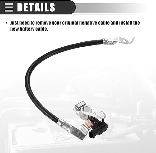Miniatura 7 de Motoforti Cable de batería negativo con enchufe, para Ford Escape 2013-2019, metal, AV6Z-10C679-P, tono negro plateado