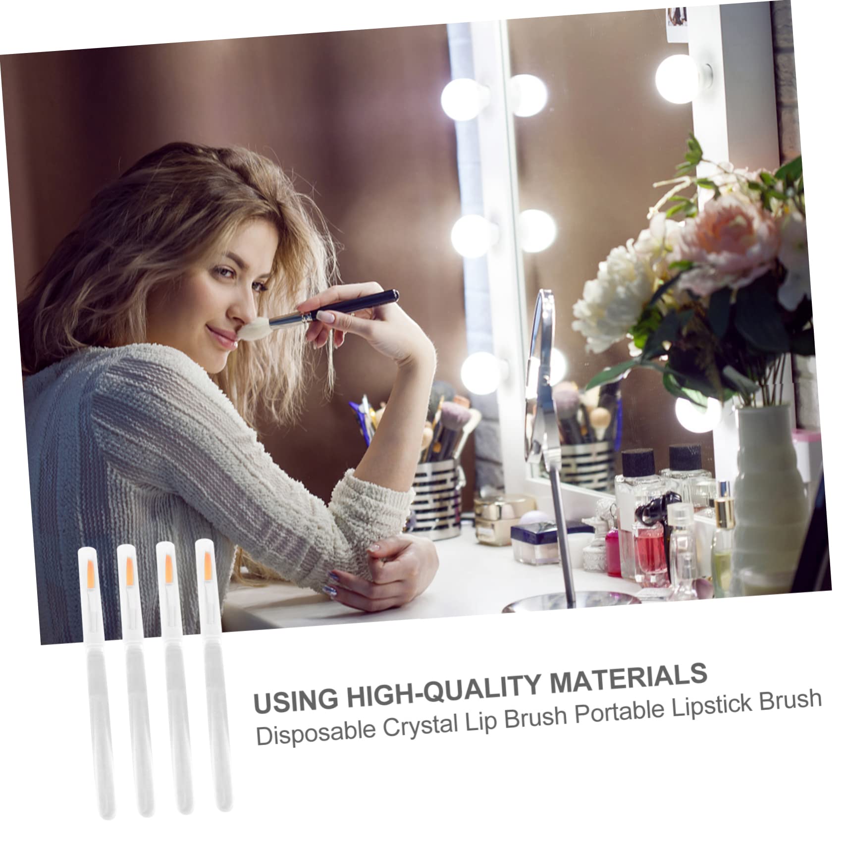 HAKIDZEL Lip Brush Applicator Wands 20pcs Crystal Lip Film Rods Portable Makeup Set Perfect for Travel