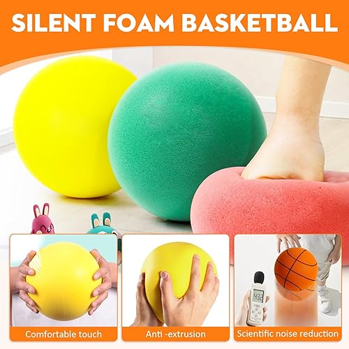 Miniatura 4 de Pelota de baloncesto silenciosa 2026, pelotas de baloncesto silenciosas de sueño para driblar, pelota silenciosa para entrenamiento en interiores,