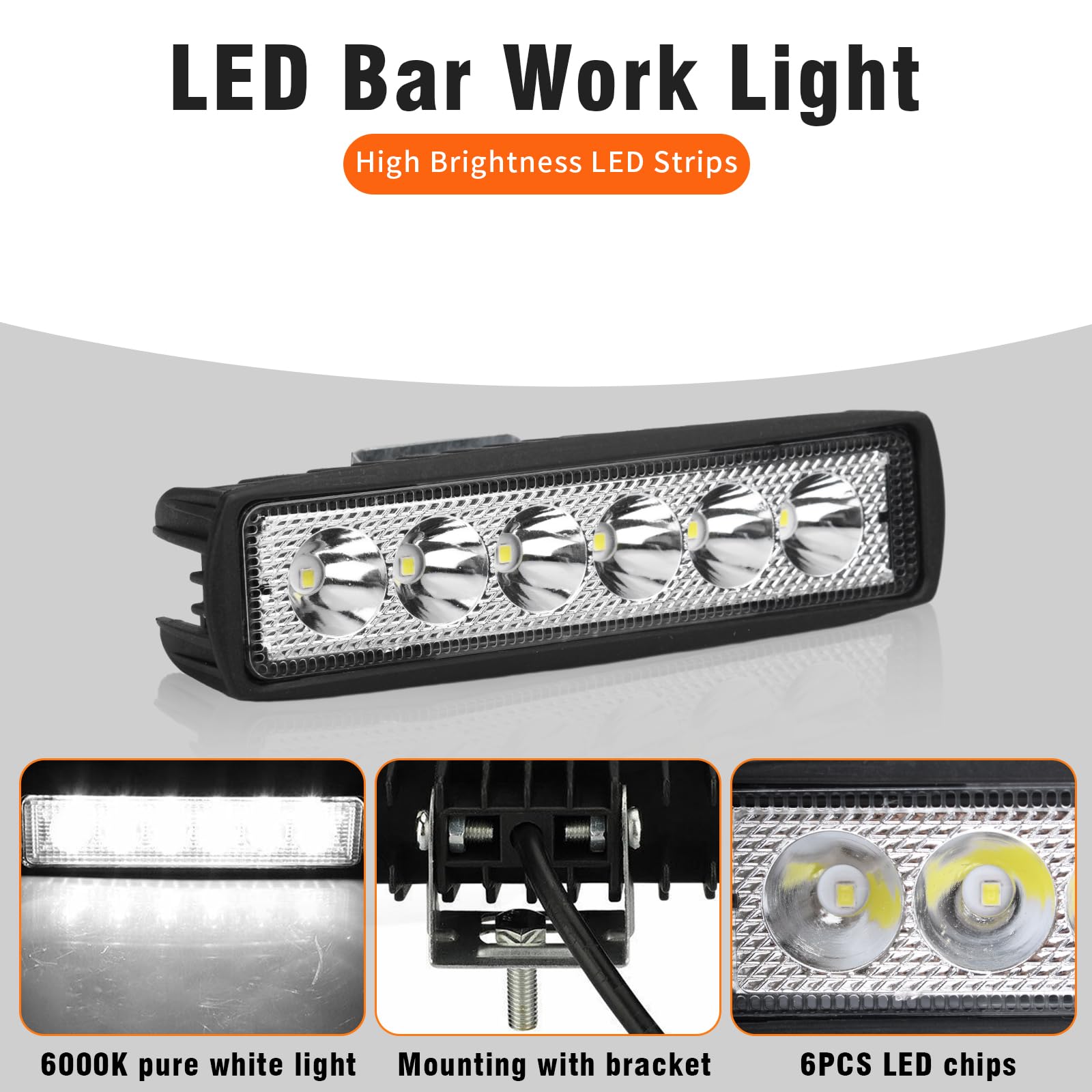 2 Piezas Focos Led Tractor 12V 18W, Faro Trabajo LED, Faros LED Tractor, Focos de Coche 6000K IP67 Impermeable para Coche Tractors Barcos ATV UTV SUV