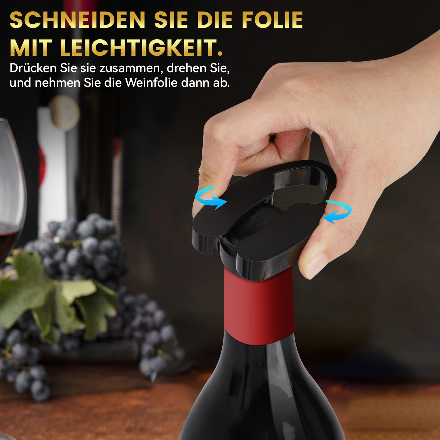 Hotec Cavatappi Elettrico Apribottiglie Vino Automatico con Tagliacapsule
