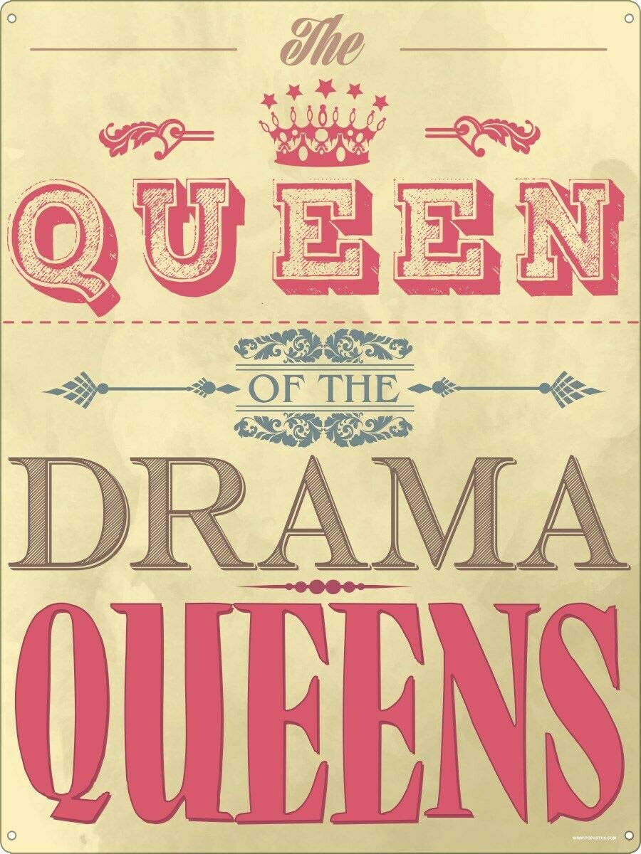 Kueprae A424 Tin Sign Queen Of The Drama Queens Metal Plaque 8X12 Inch