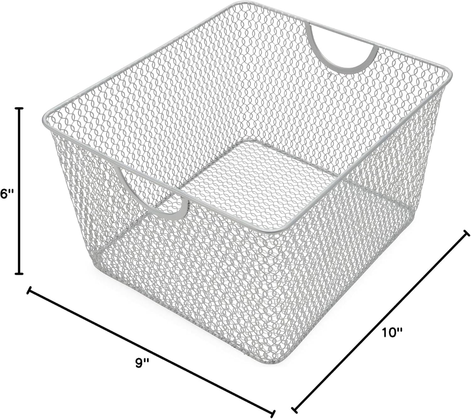 YBM Home Küchen-Organizer aus Draht für Regale, Schränke, Speisekammer, Arbeitsplatte, offener Aufbewahrungskorb aus Netzstoff, Metallkorb für die Organisation von Lebensmittelbedarf, 25,4 x 22,9 x