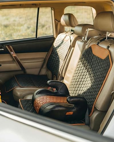 Owleys Protector de asiento de automóvil de cuero prémium para niños, funda de asiento de automóvil contra arañazos de suciedad, protector de