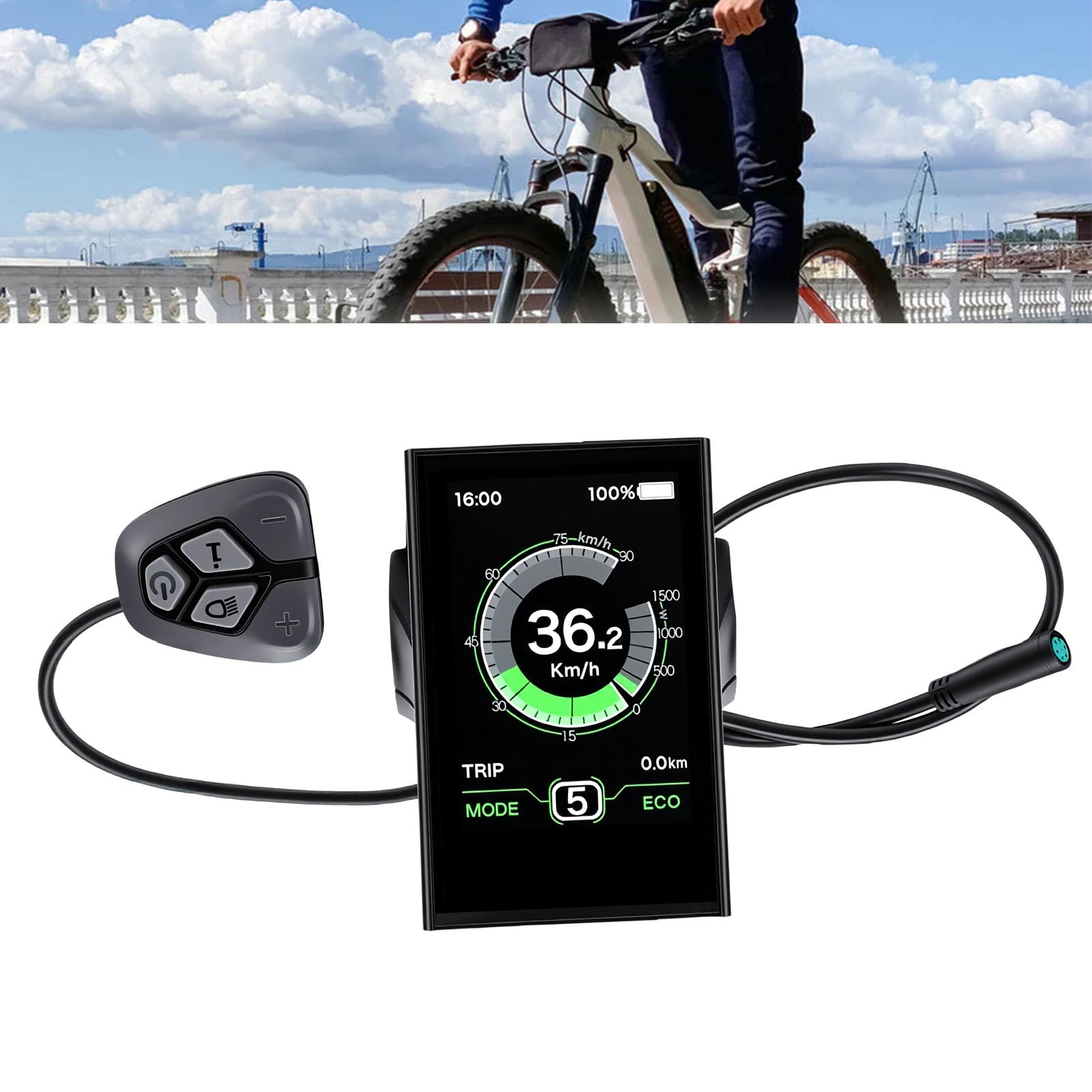 Cryfokt Pantalla LCD para Bicicleta Eléctrica, Monitor a Color IPS de 3,5