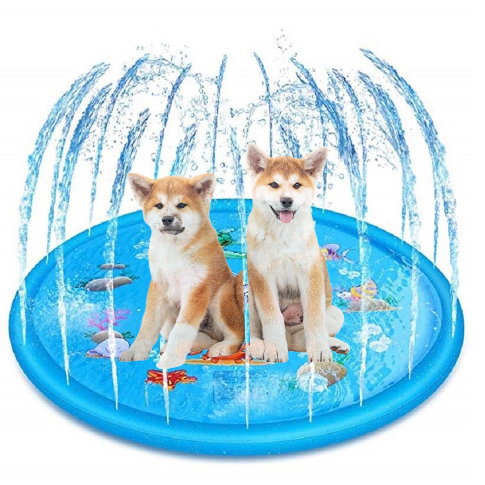 Dog Pool Paddling Pool for Pets,100cm/39.3in Dog Pool Splash Pad,Inflatable DogSplash,Foldable Thickened Outdoor DogSprinkler Play Mat for Summer Garden Beach Backyard Sprinkler Water Toy