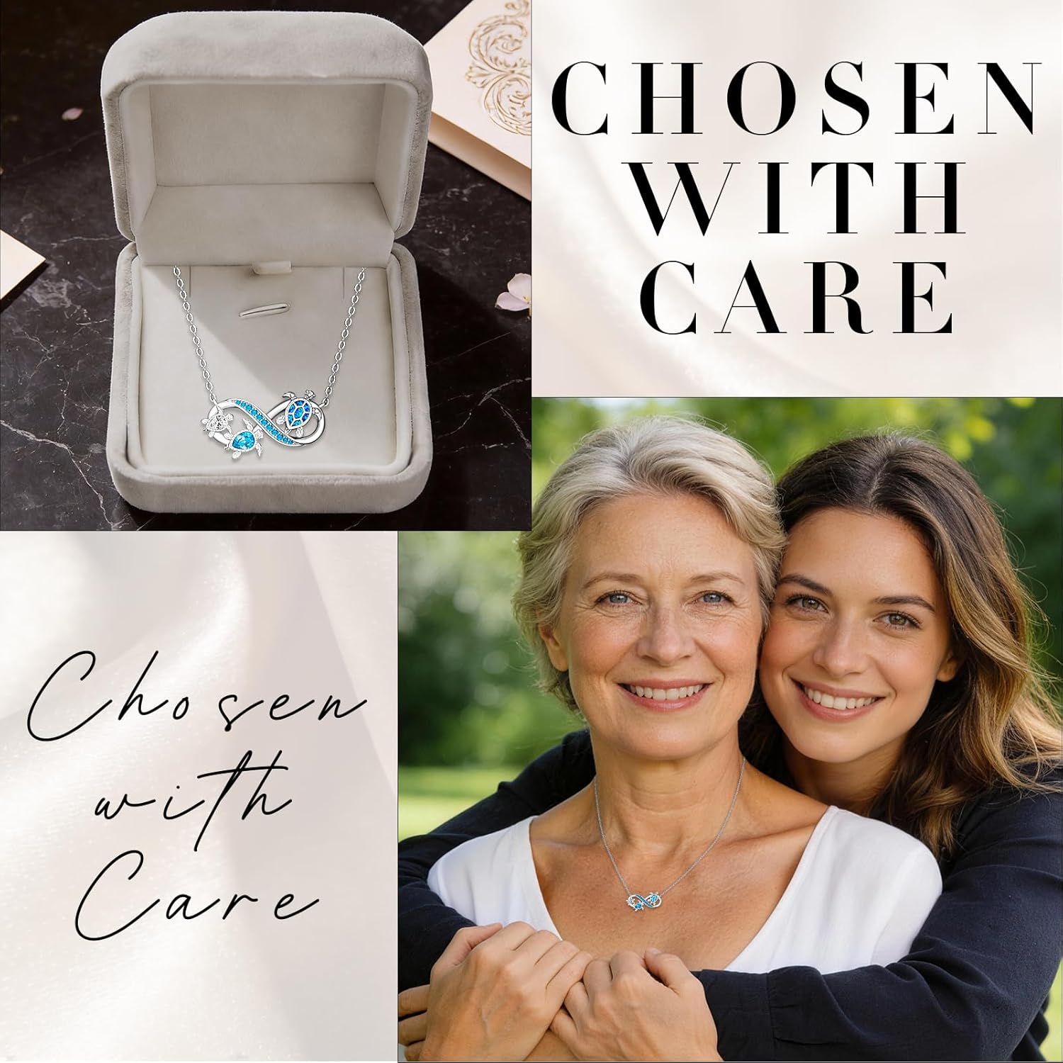 Turtle Necklace for Women Mom Sterling Silver Infinity Sea Turtle Pendant Necklaces Opal Tortoise Ocean Wave Jewelry Mothers Day Gifts - Image 7