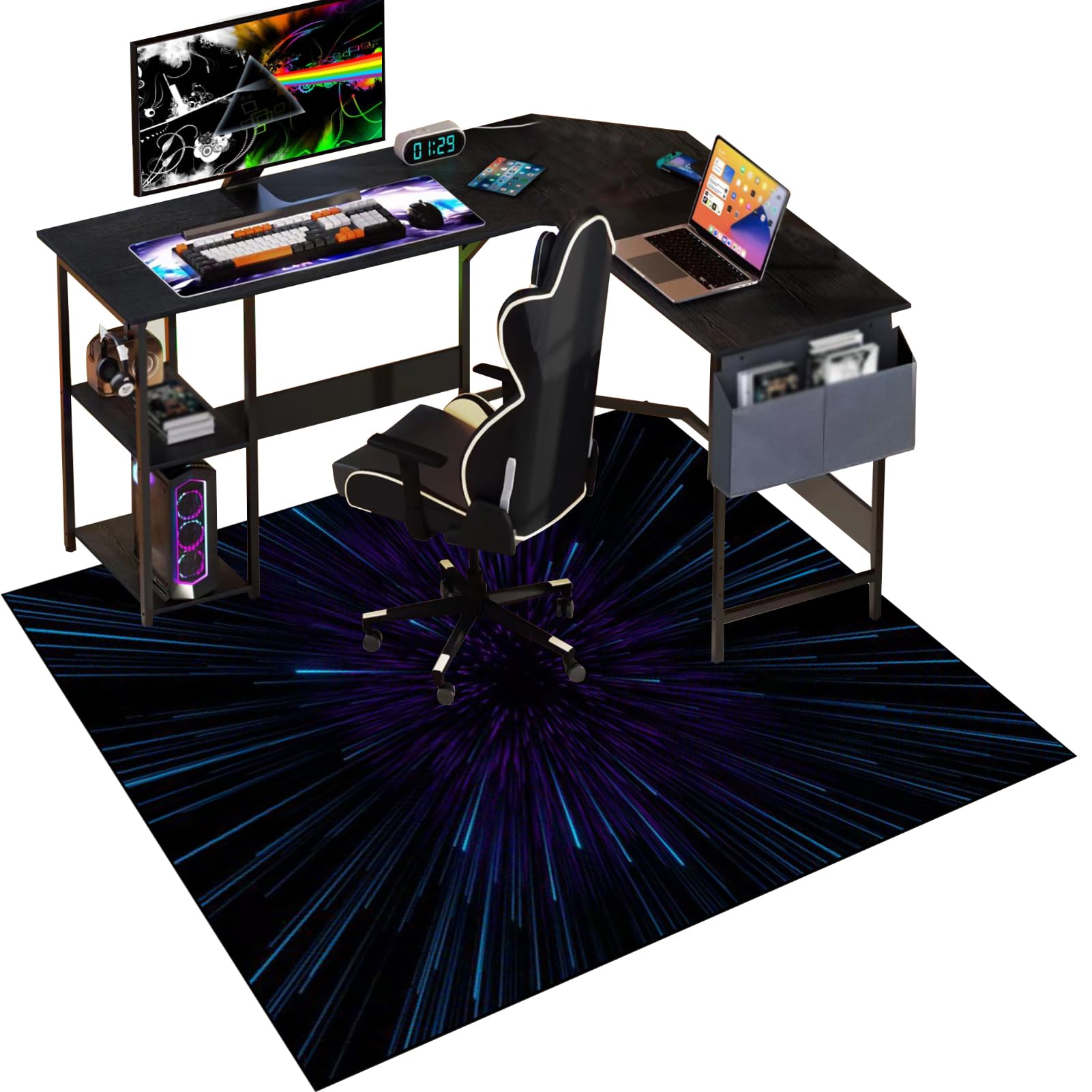 Office Gaming Chair Mat for Hardwood Floor, 90 x 120 cm Desk Chair Mats, Hard Floor Protector Mat for Office Chair, Non-slip Gaming Chair Mat for Wooden Floors, Computer Chair Rug for Home, Office