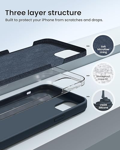 Miniatura 2 de Funda diseñada para iPhone 15, funda de silicona protección contra caídas de grado militar forro de microfibra antiarañazos funda de silicona ultra