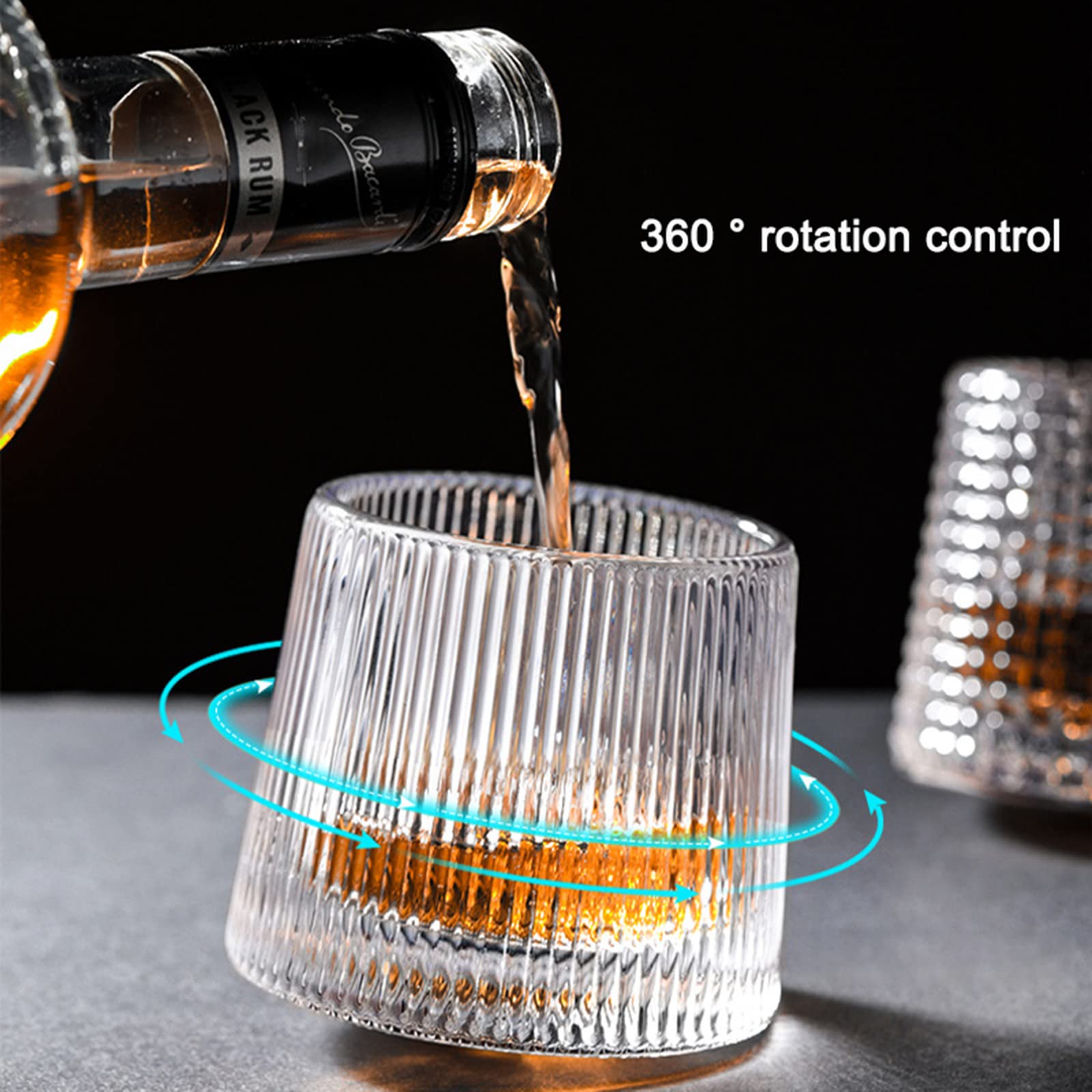 Set 3 Bicchieri Da Whisky In Cristallo - Fondi Sferici Girevoli, 141.7g, Per Bourbon E Cocktail - Foto 7