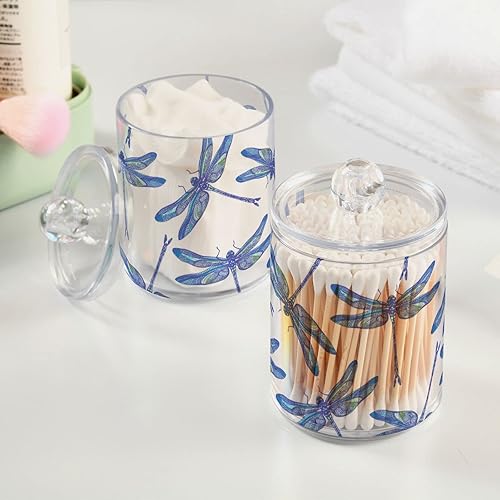 Vista 112 de Paquete de 2 recipientes de almacenamiento de mármol turquesa para baño, juego de tarros de boticario de plástico acrílico, organizador