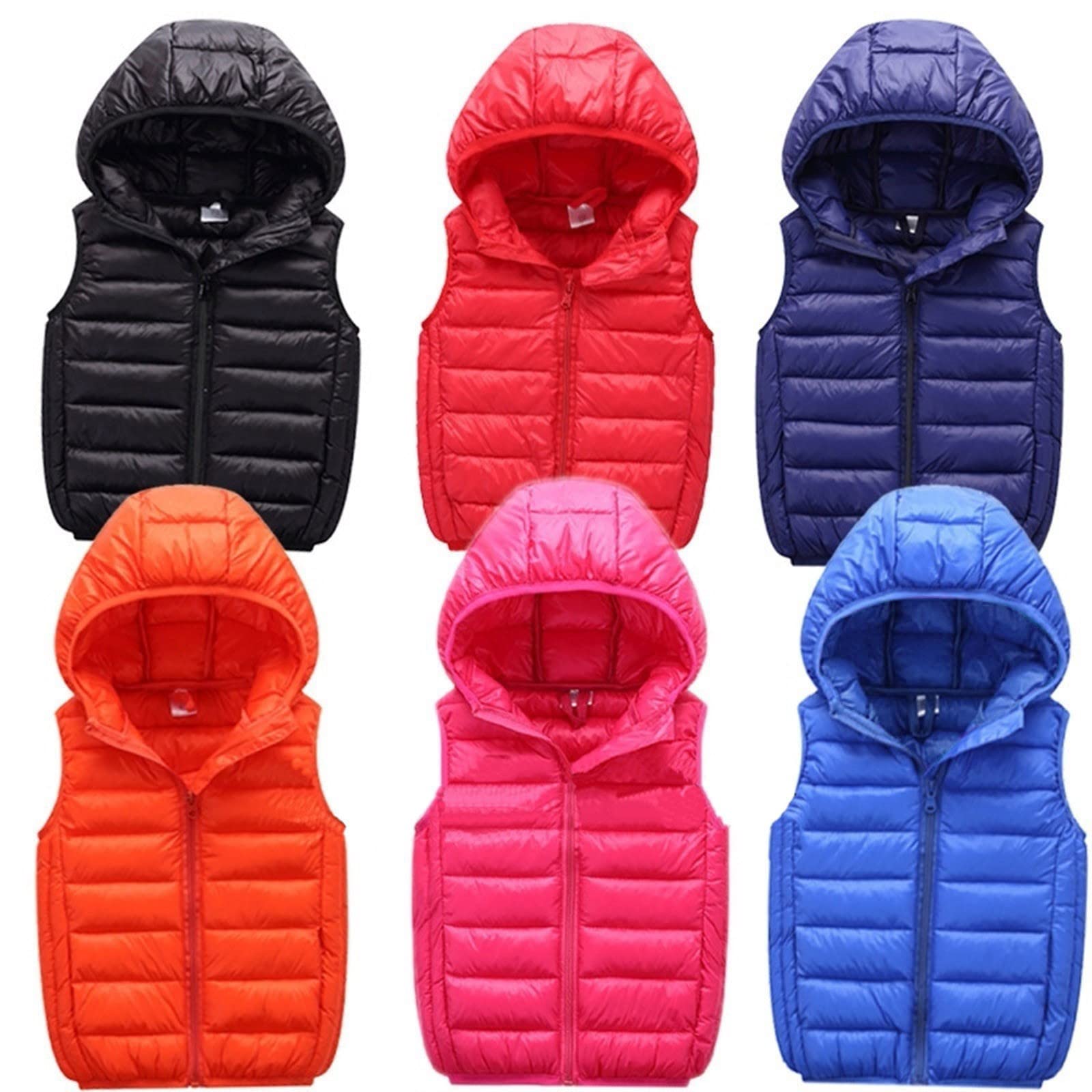 Steppweste Kinder Ärmellos mit Kapuze Leichte Weste Gefütterte Winterjacke Jungen Mädchen Warme Pufferweste Reißverschluss Winddicht Jacke Outdoor Übergangsweste Winddicht 3-15 Jahre Daunenweste