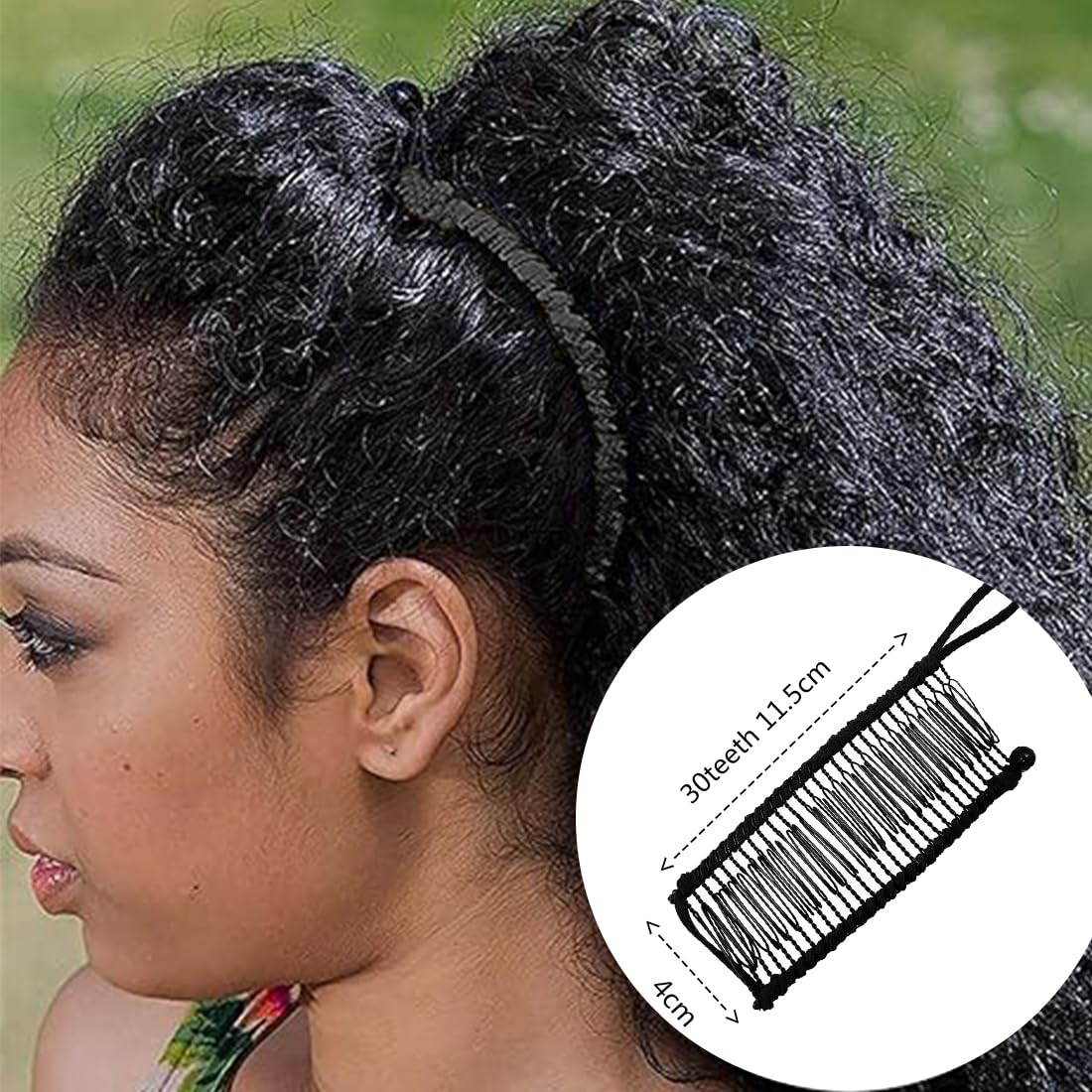 2 Pezzi Clip Per Capelli A Banana Per Donna 30 Denti Con Doppio Pettine Estensibile Clip A Banana Pettini Decorativi Per Capelli Spessi Ricci Naturali Crespi Ondulati (Nero)