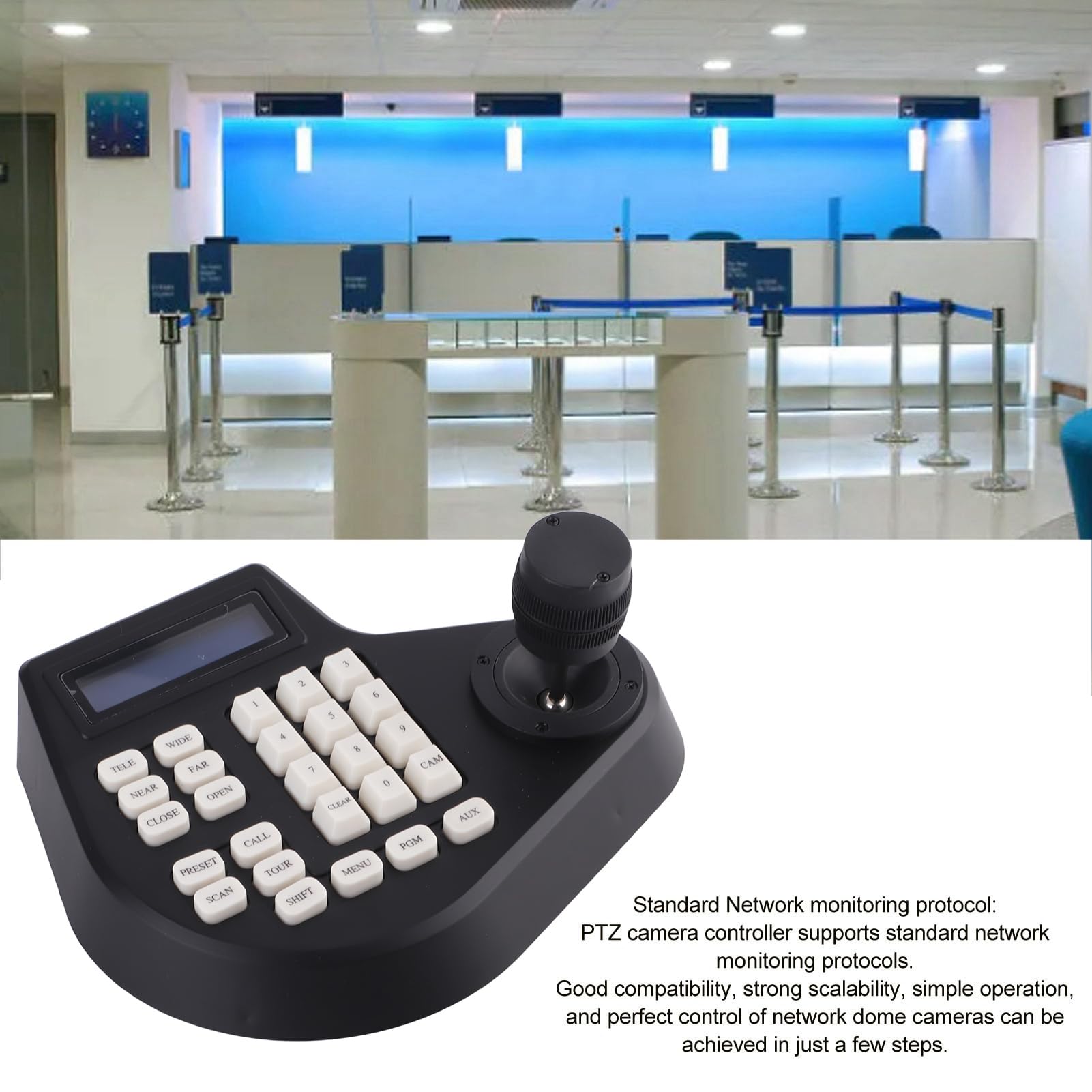 Controller tastiera per telecamera 3D PTZ con joystick, display LCD, dispositivo di controllo per telecamere dome di sicurezza, spina UE 100-240 V