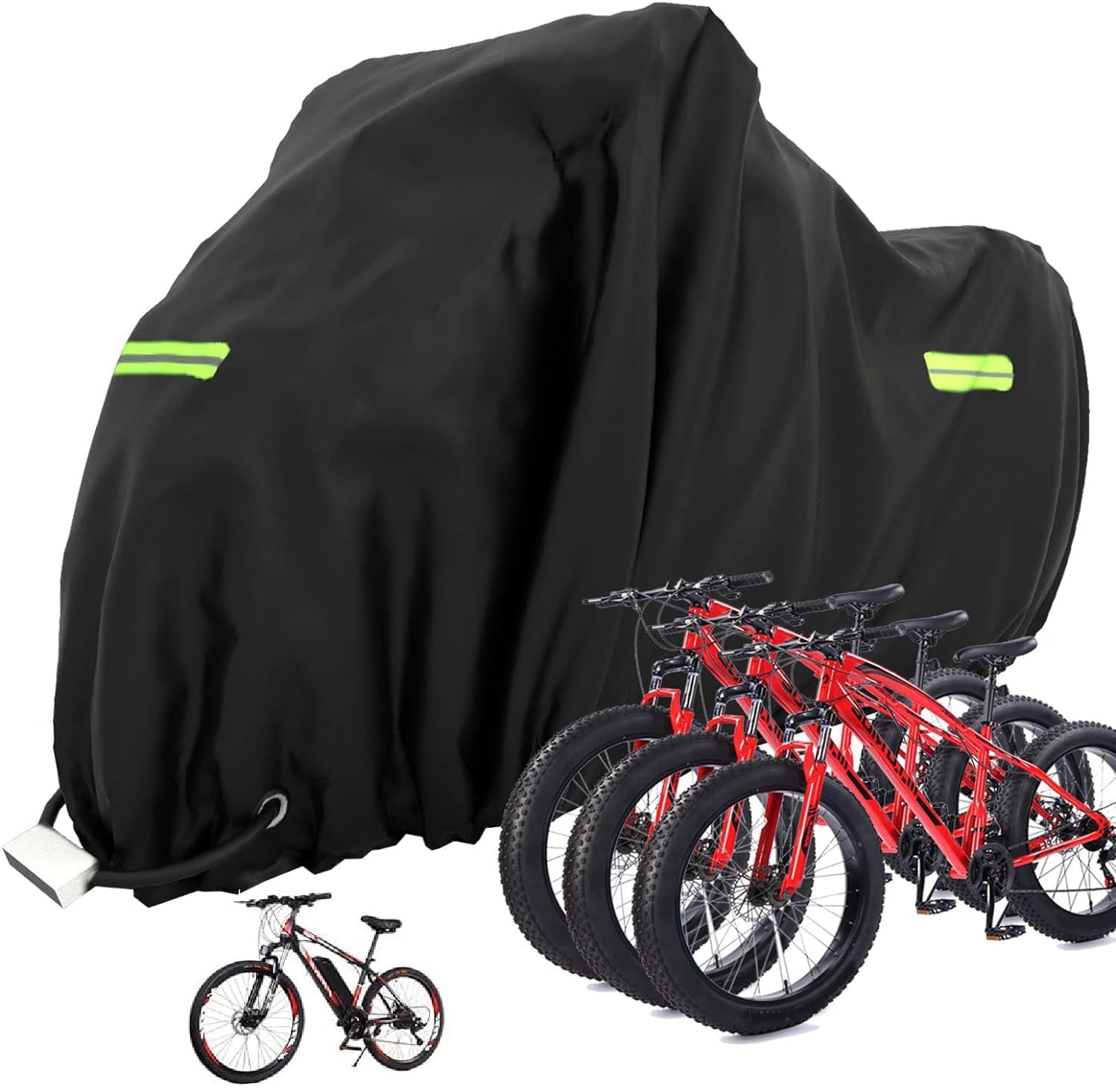 MOZMY Fahrradabdeckung Wasserdicht, Fahrrad Abdeckplane für 1 2 3 Fahrräder, Fahrrad Abdeckung 210*112*112cm, Fahrradgarage Schutzhülle Wetterfest Outdoor Fahrradschutzhülle Schlosslöcher