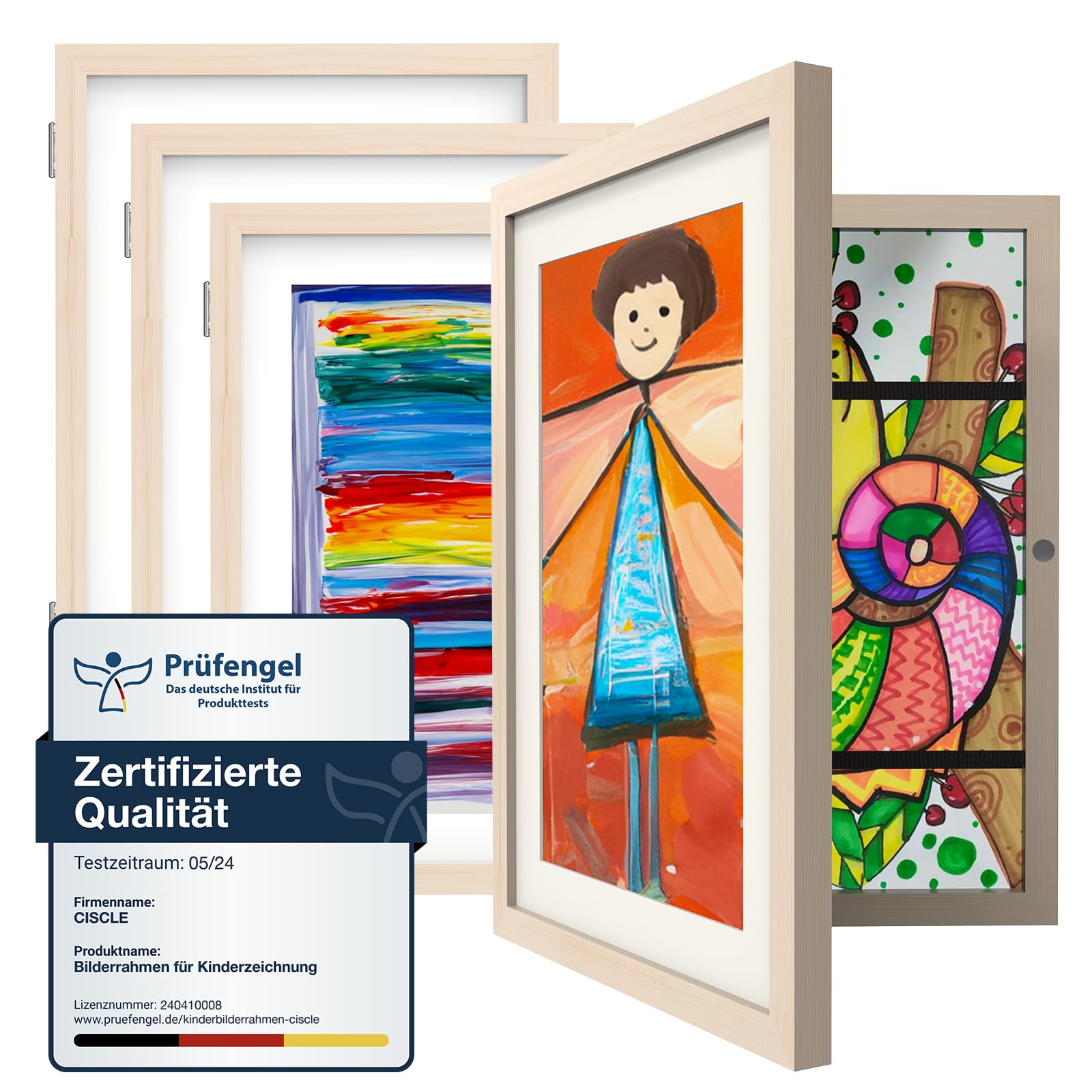 Ciscle Bilderrahmen Kinderzeichnungen, 4 Stück A4 Befüllba Kunstfotorahmen für Kinder, Frontöffnung Bilderrahmen für Kunstwerke, Ideal für Kinderzeichnungen, Kunstprojekte, Schule, Zuhause (Holz)