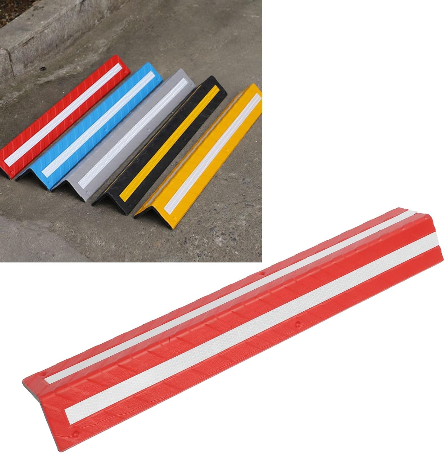 Garage Wall Protector, 80cm Long Rubber Wall Corner Guard with Reflective Strip, Wall Protector for Parking Garages Wall Guards (Red)