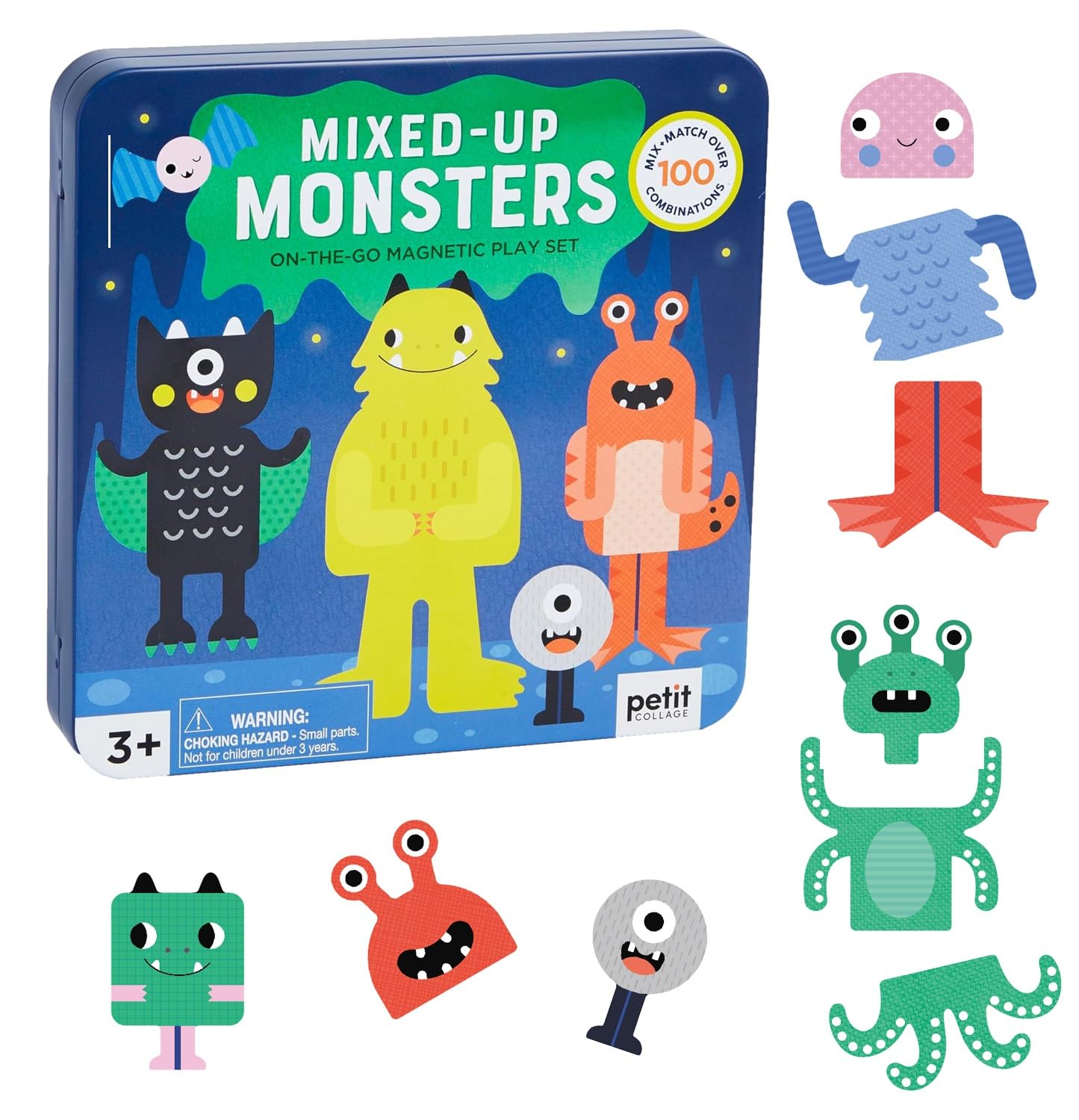 PETIT COLLAGE 25pcs Colour Magnetic Play Set Mix + Match Monsters (5055923790106)