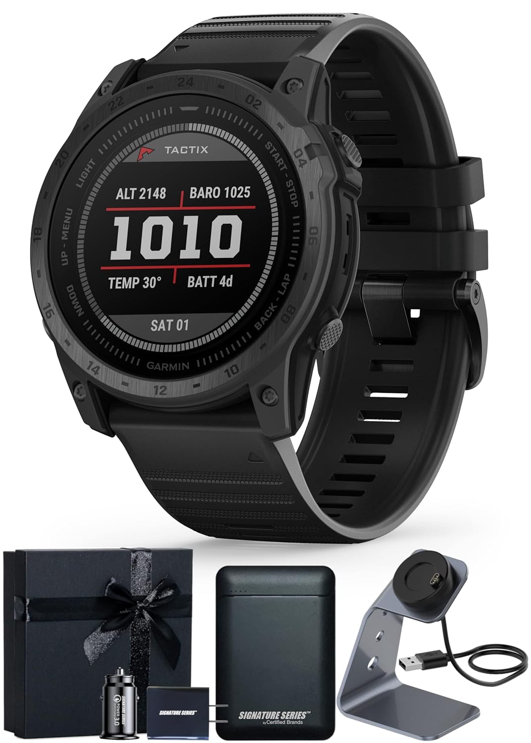 Garmin tactix 7 Standard Edition Rugged Tactical GPS Touchscreen Smartwatch Black Silicone Band Sapphire Lens Military Standard Up
