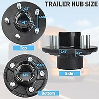 Vista 4 de Kits de buje loco de remolque para remolque de 3500 libras de eje de 1-1/16 a 1-3/8 pulgadas, cubo de remolque de 5 lengüetas con kit de rodamientos