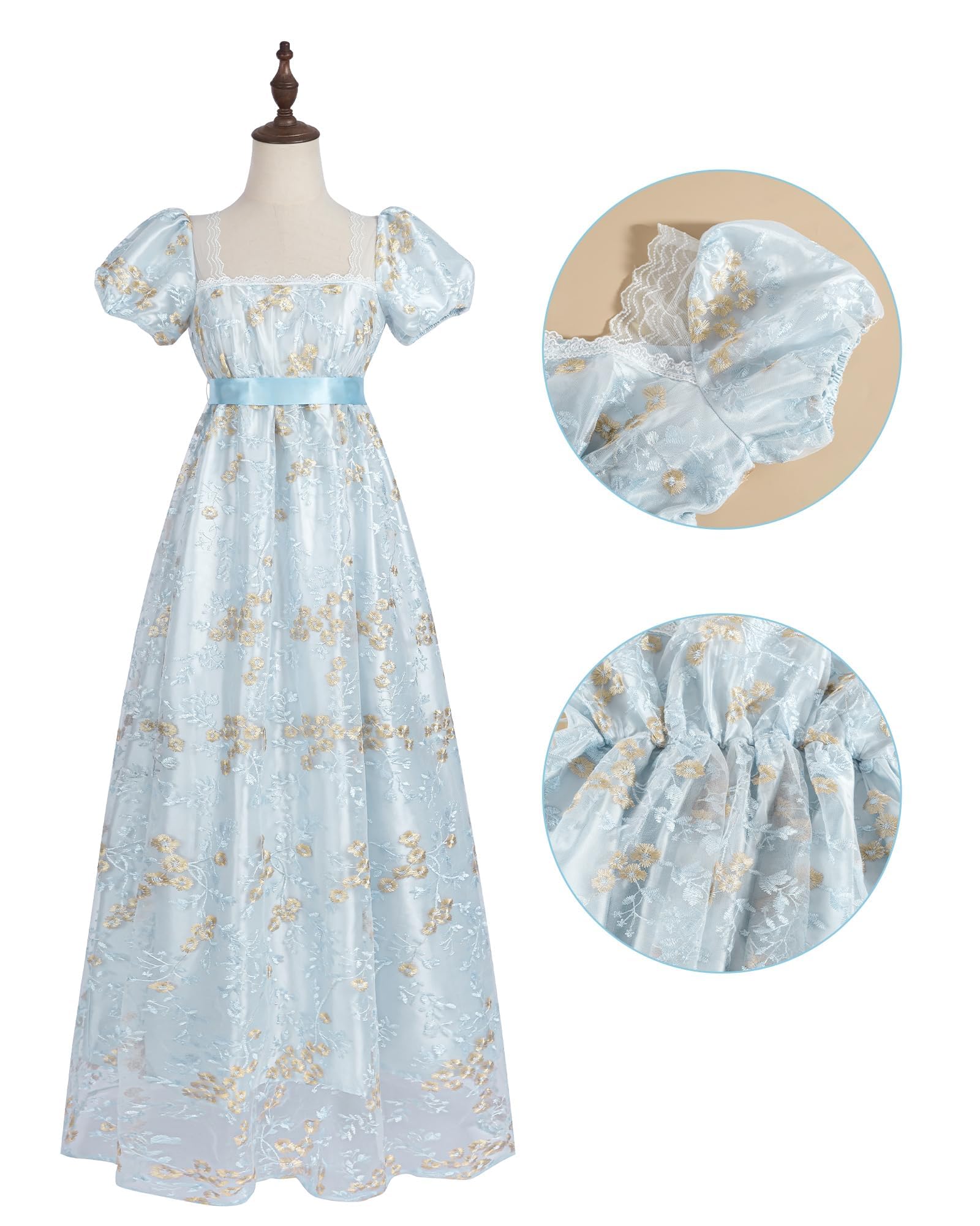 Vestido de mujer Regency Jane Austen largo vintage vestido victoriano de baile con guantes vestido de cintura imperio