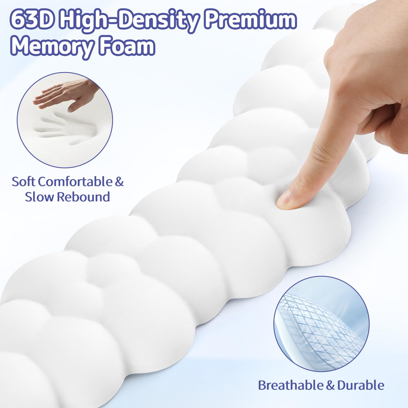 Sushret Cloud Wrist Rest Keyboard, Cloud Keyboard Wrist Pad Set with PU Leather Memory Foam, Cute Arm Rest for Palm Support, PC/Gaming Desk Accessories/Office Setup/Computer Hand Cushion - White: Full Size 08white-full Size