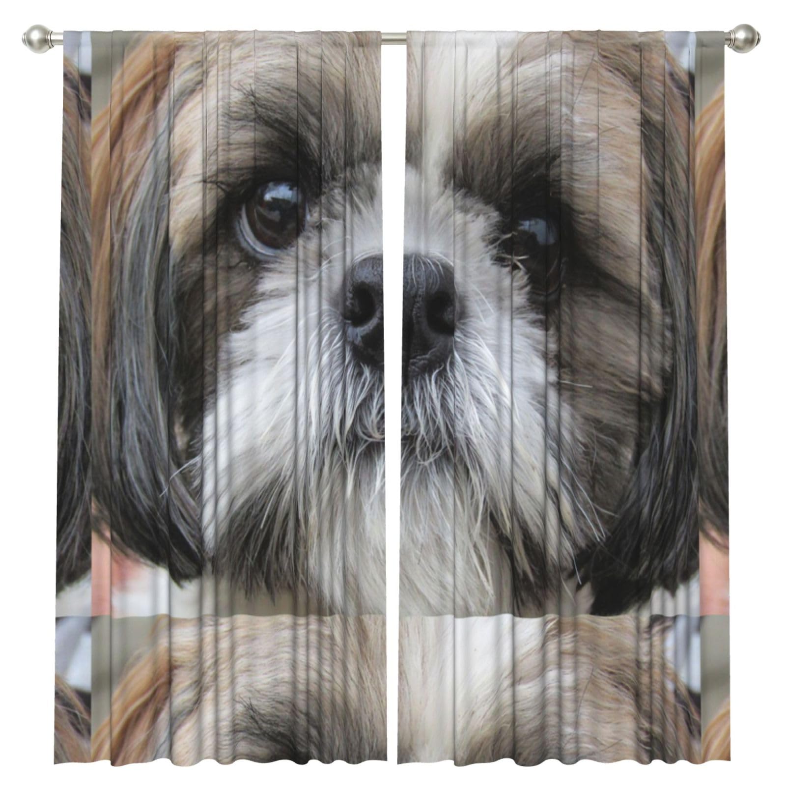 InOmak Cute Shih Tzu, 2 Panels Window Curtains 52 x 84 Inch Blackout Curtains for Living Room Bedroom