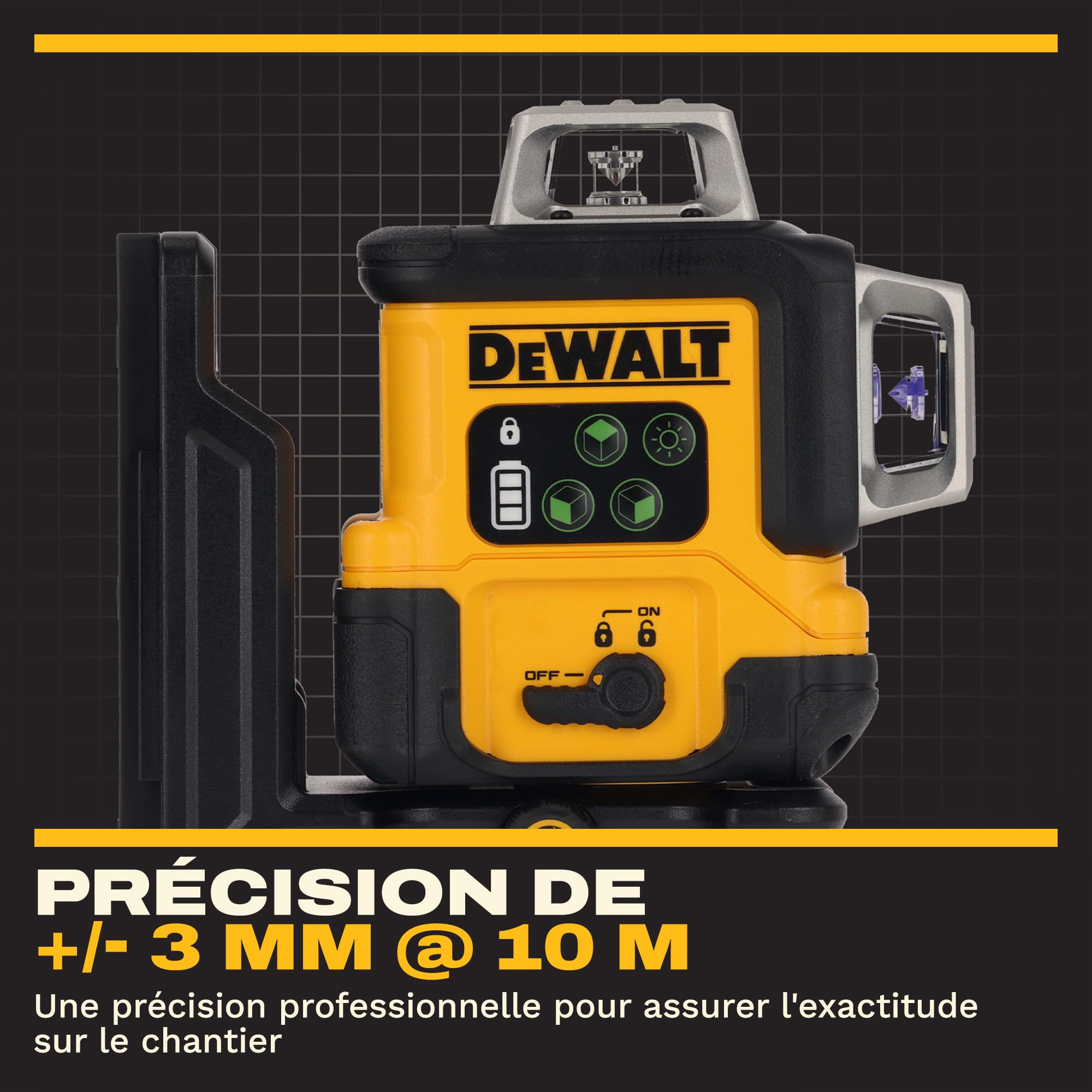 DEWALT, Laser linéaire vert 3x360° rechargeable par USB dans une mallette de rangement, DCLE14361GB-XJ