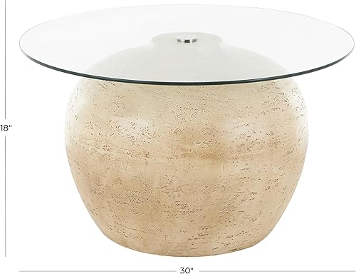 Miniatura 2 de Deco 79 Mesa de centro de madera para sala de estar, mesa anidable con parte superior de vidrio transparente, juego de 2 mesas centrales de 27