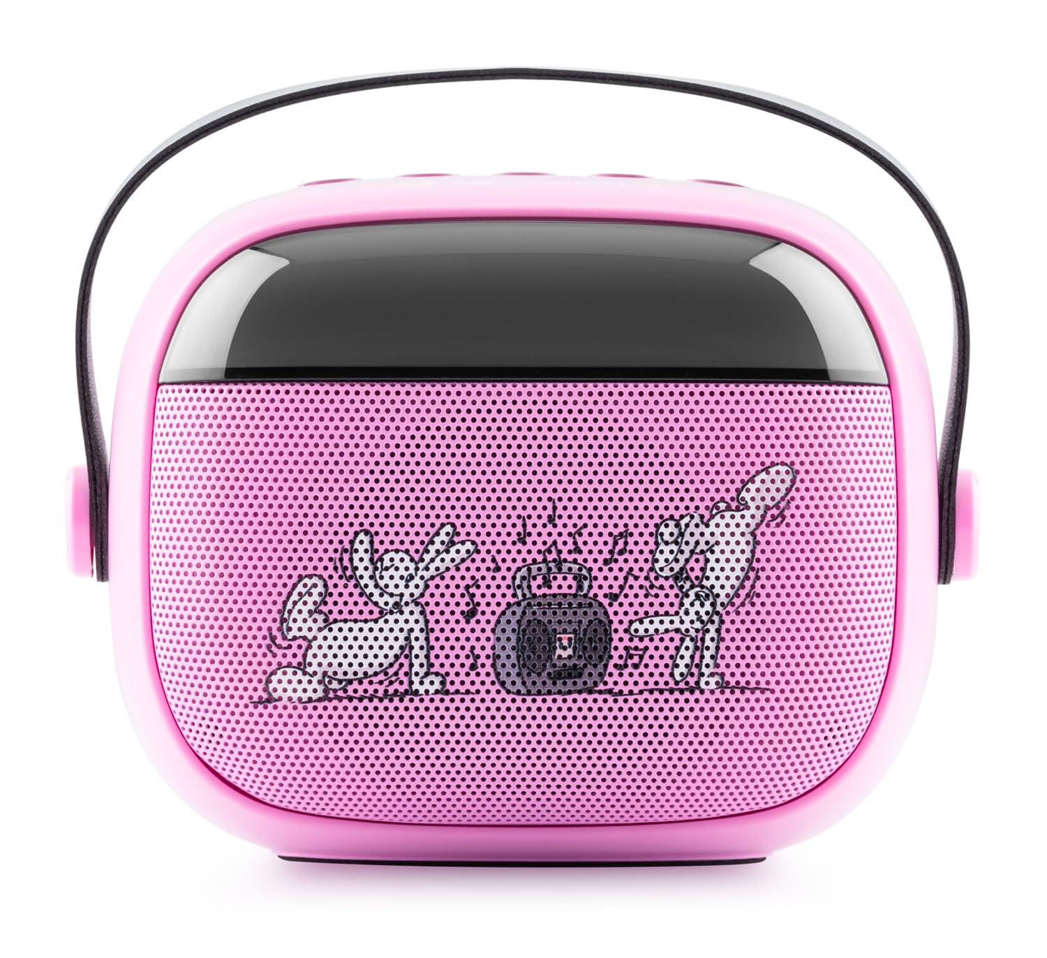 GOGEN Party Kids - Altoparlante Bluetooth con microfono, effetti di luce e voce, 3,2 W, batteria 5 ore, USB‑C/AUX/MP3, colore: Rosa