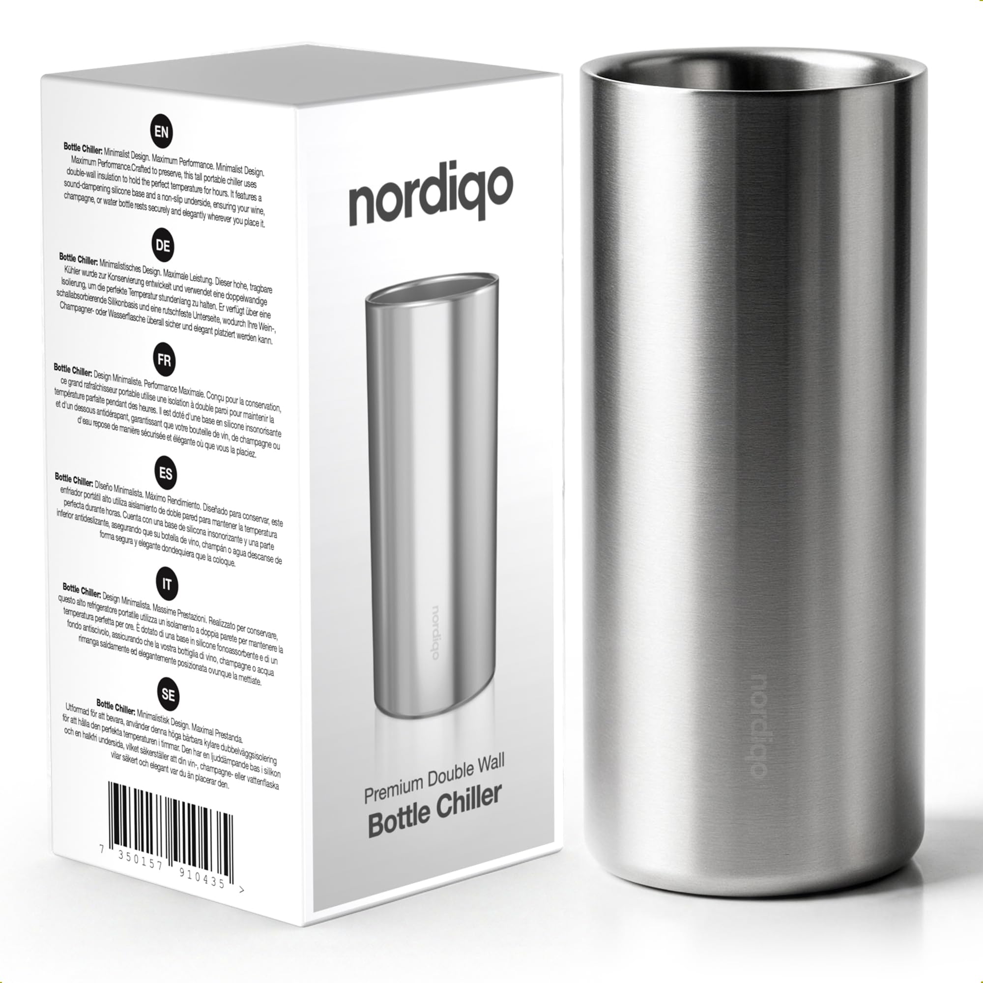 Stainless Steel Wine Chiller - Tall & Slim 9.5" Bottle Cooler
