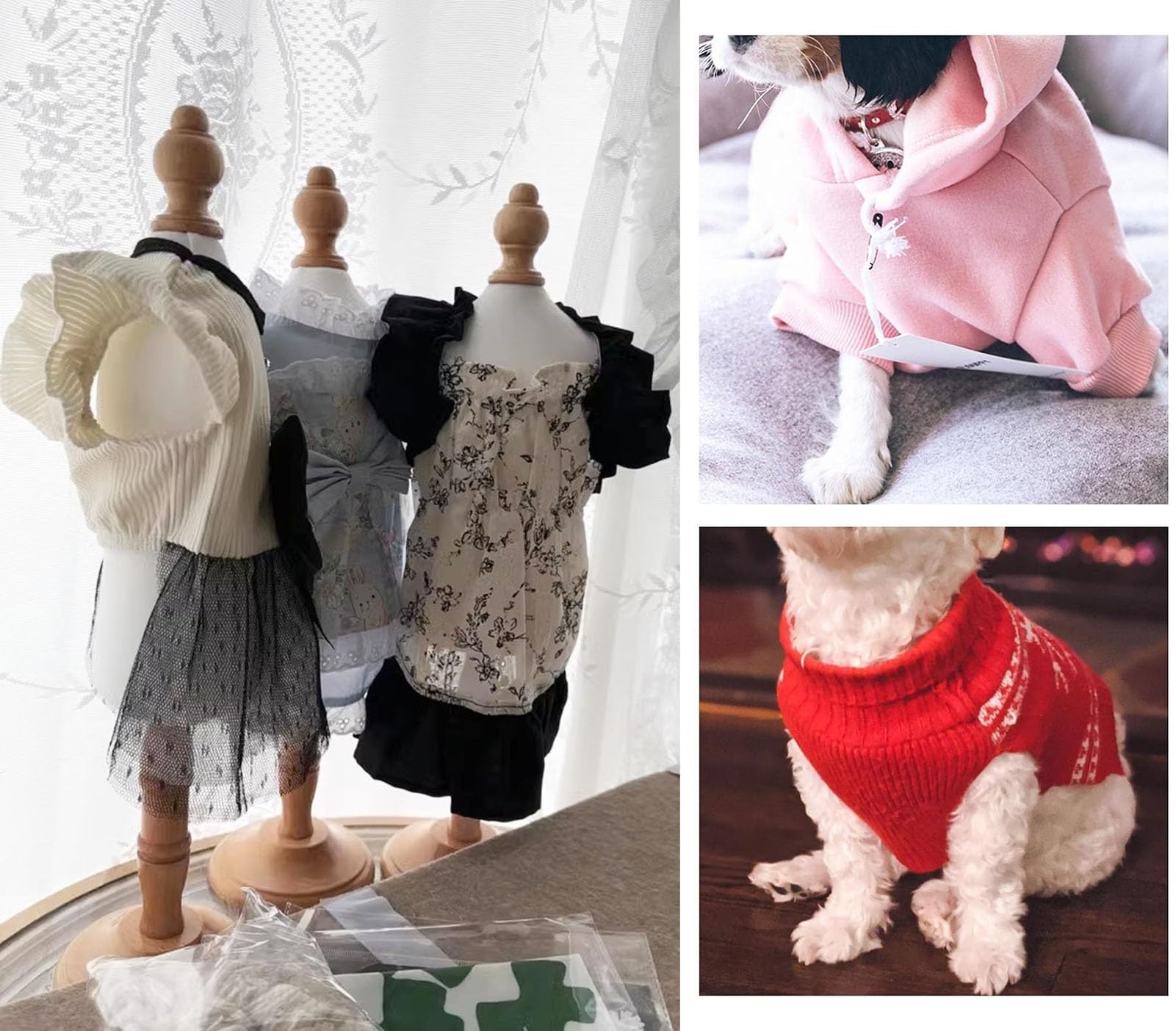 Generisch Schaufensterpuppe, Mini-Schneiderpuppe für Hunde und Katzen, abnehmbare Nähhilfe, Kleiner Holzsockel, ideal für Kleidervitrinen, Schaufensterdekoration, perfekt für Puppenkleidung