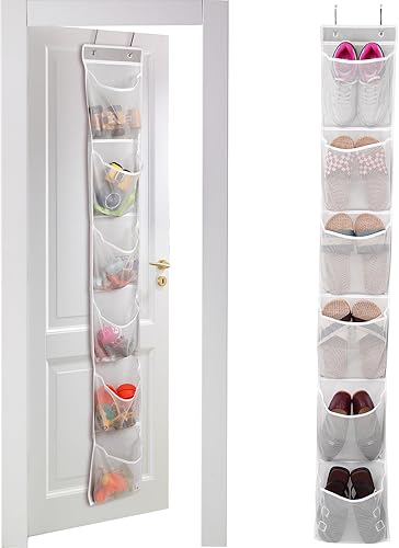 6 bolsillos grandes de malla sobre la puerta organizador de zapatos botas colgante almacenamiento zapatero para armario - gris