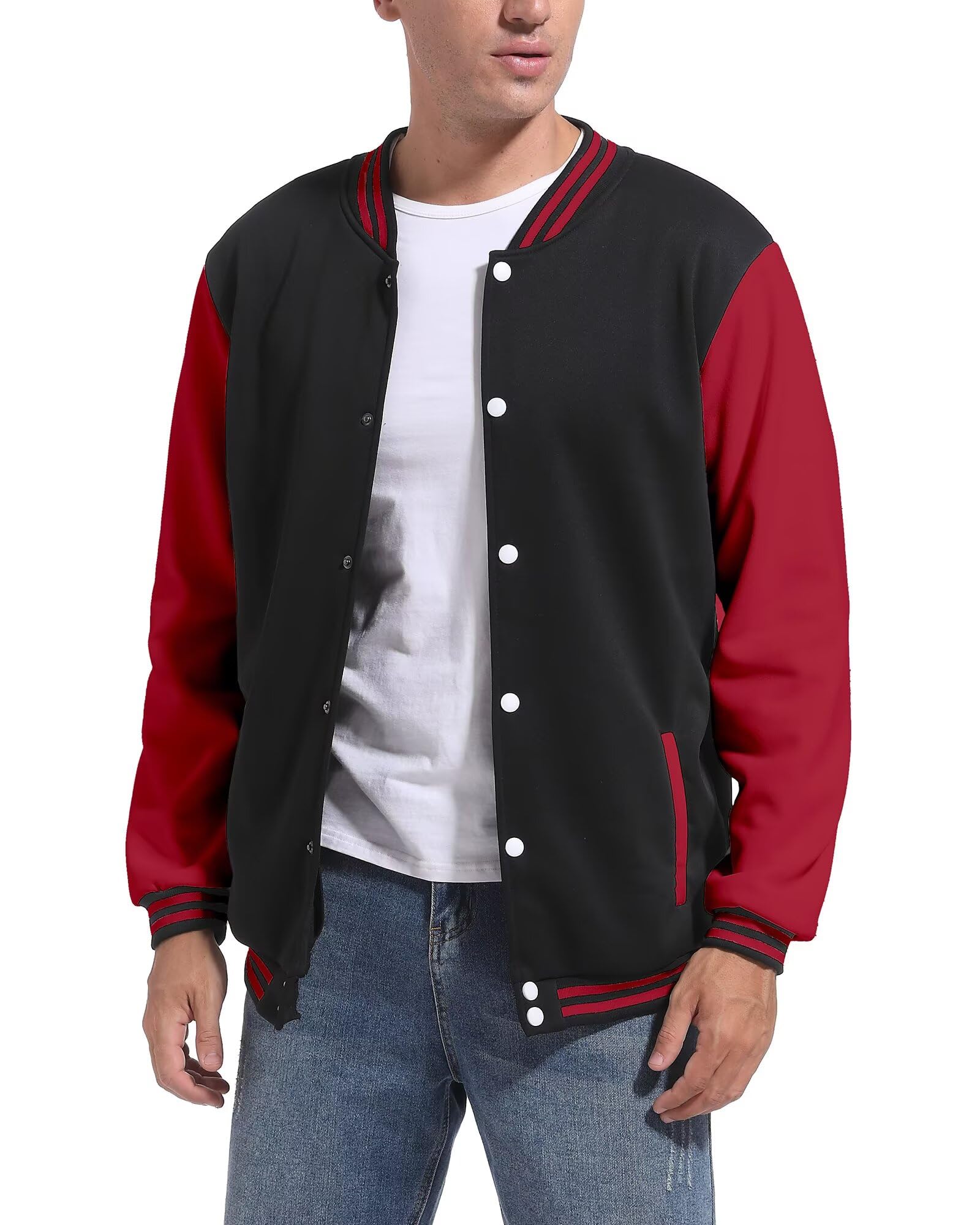 DHSPKN Men's Varsity Baseball Jacket Causal Slim Fit Varsity Letterman Jacket Boys Bomber Jackets